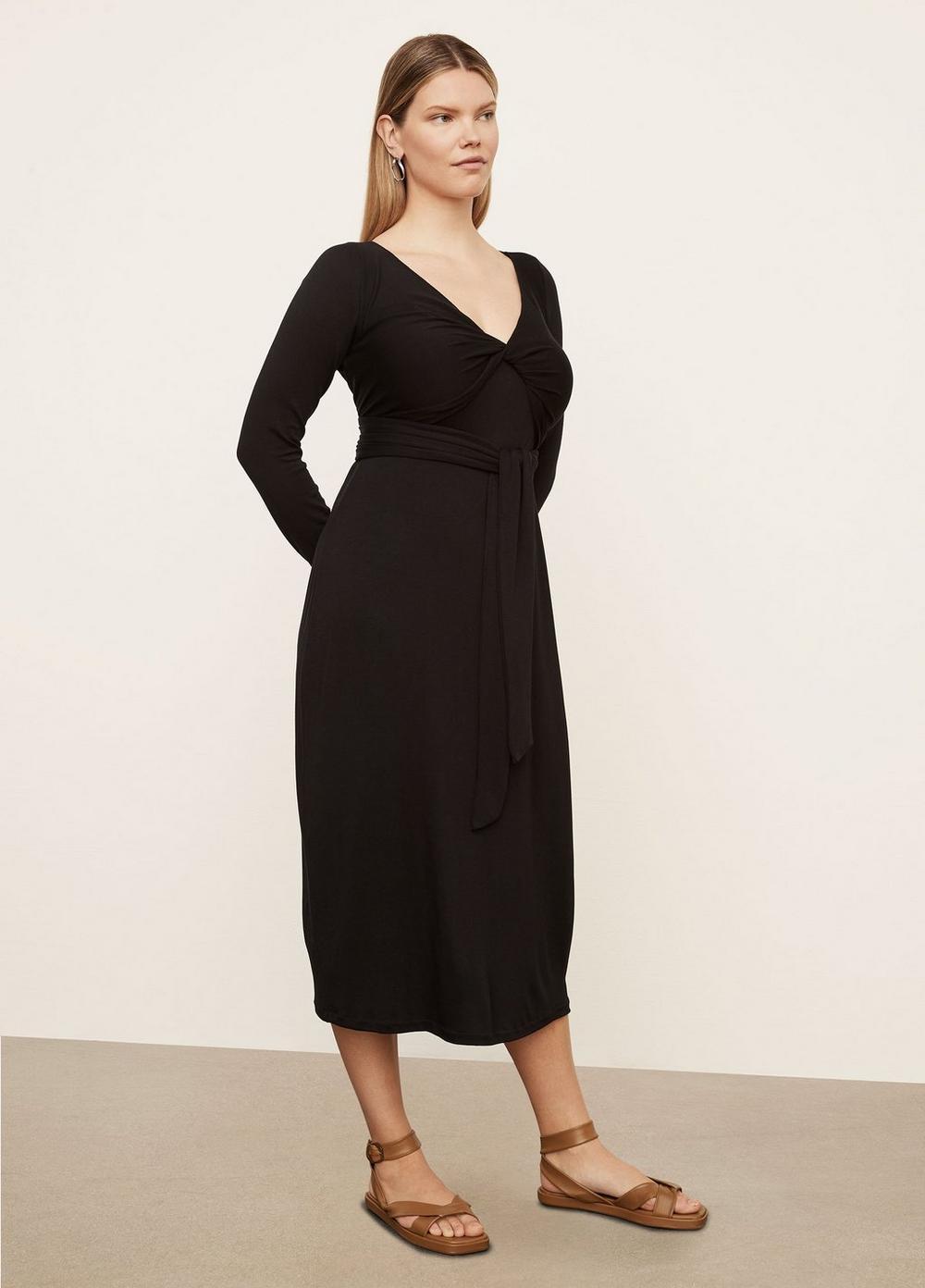 Womens Long Sleeve Wrap Dress, Black, Size 1XL Vince Product Image