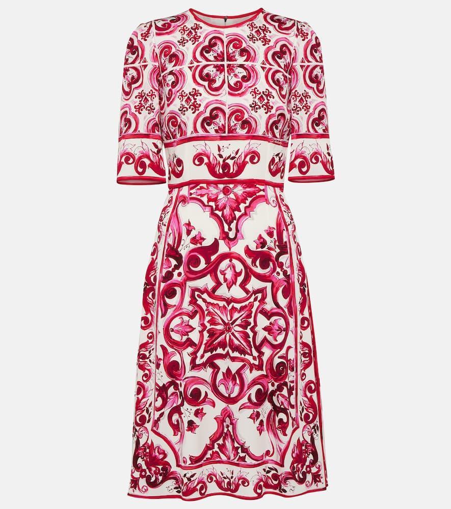 DOLCE & GABBANA Majolica-print Midi Dress In Red Product Image