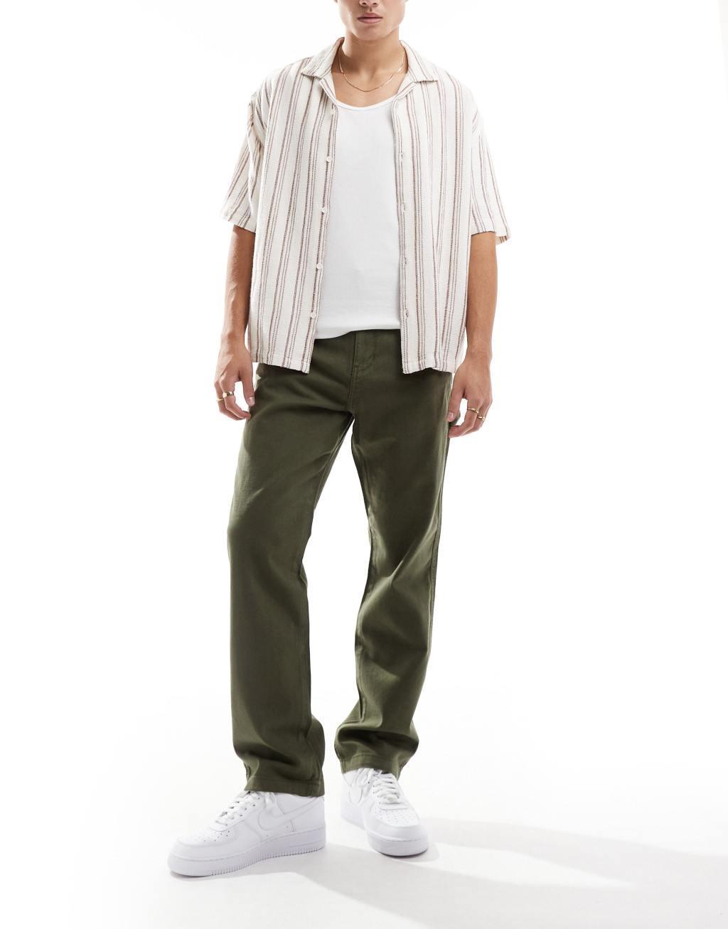 ONLY & SONS straight leg carpenter pants in olive Product Image