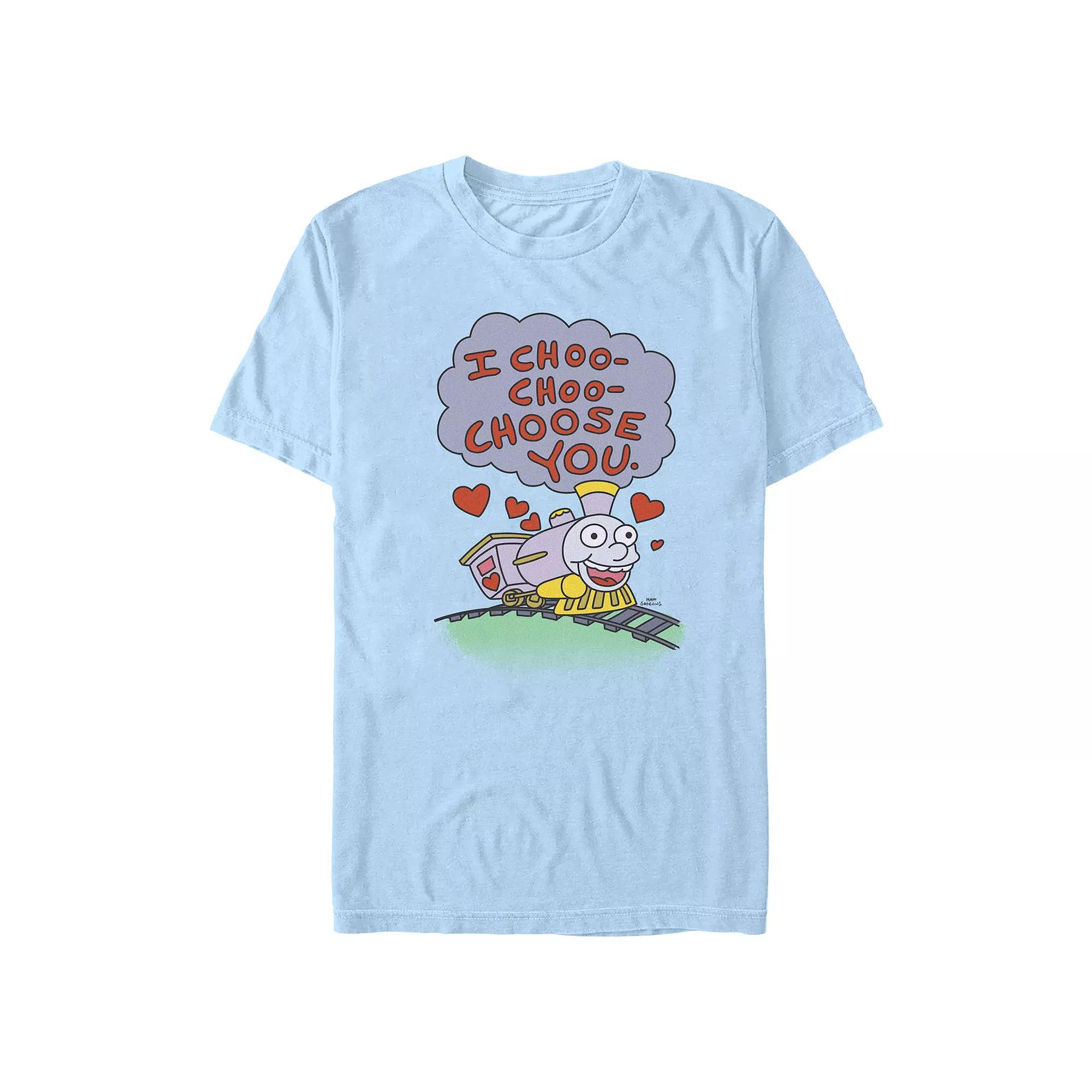 Men's The Simpsons Choo Choo Train Graphic Tee, Size: Small, Light Blue Product Image