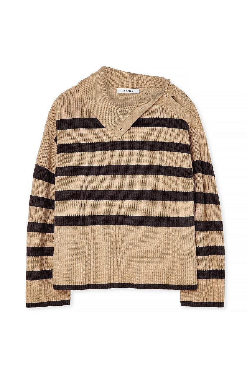 Striped Knitted Turtleneck Sweater Product Image