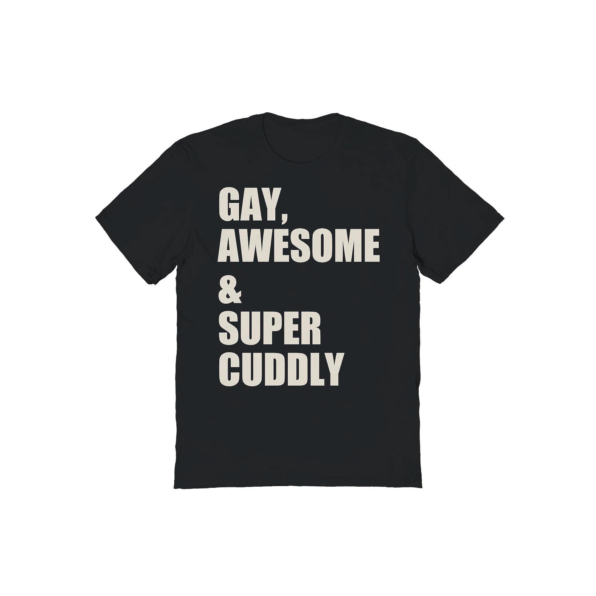 Men's COLAB89 by Threadless Gay Awesome & Supper Cuddly Pride Graphic Tee, Size: Large, Black Product Image