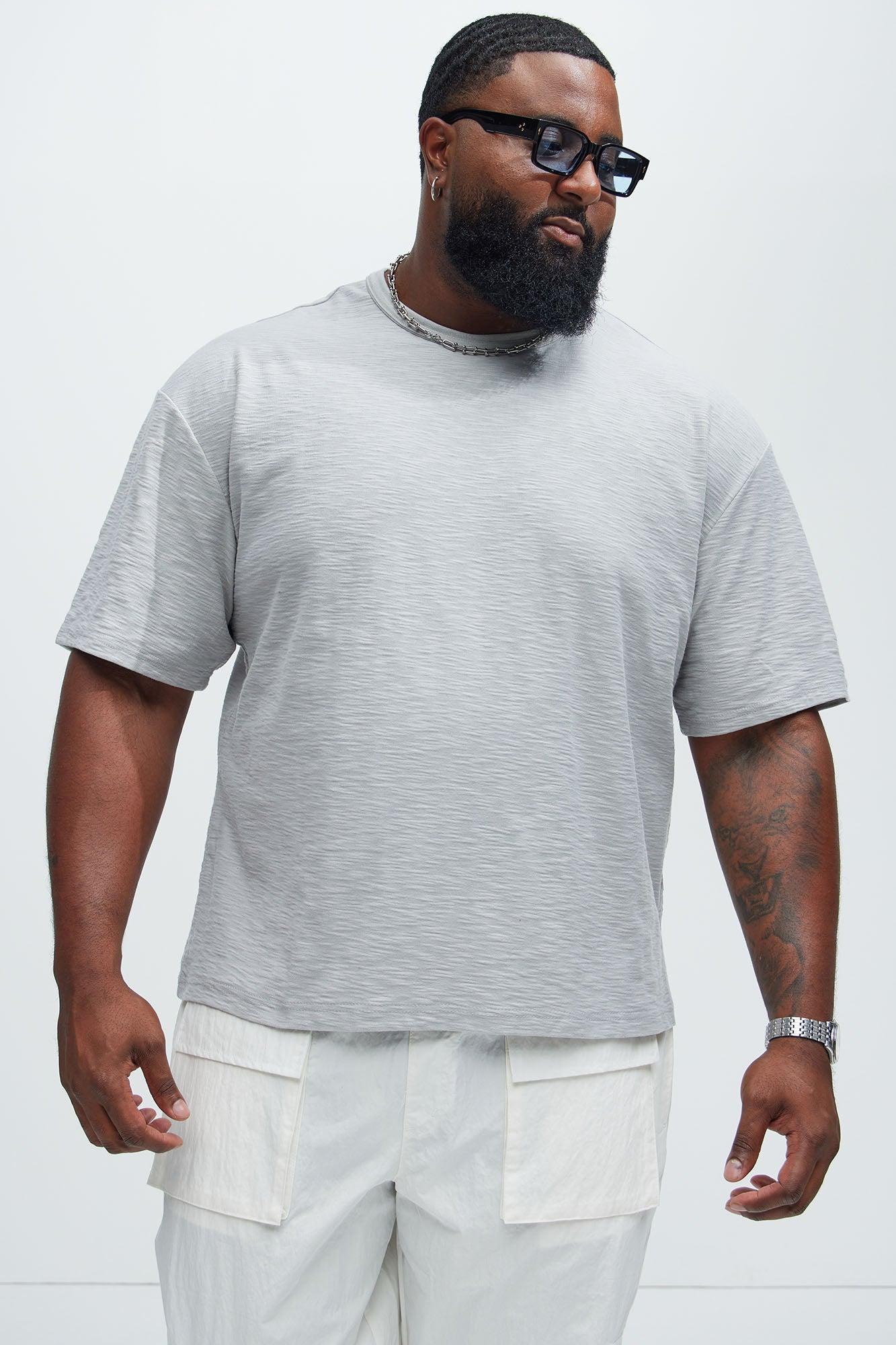 Asher Slub Texture Short Sleeve Tee - Grey Product Image