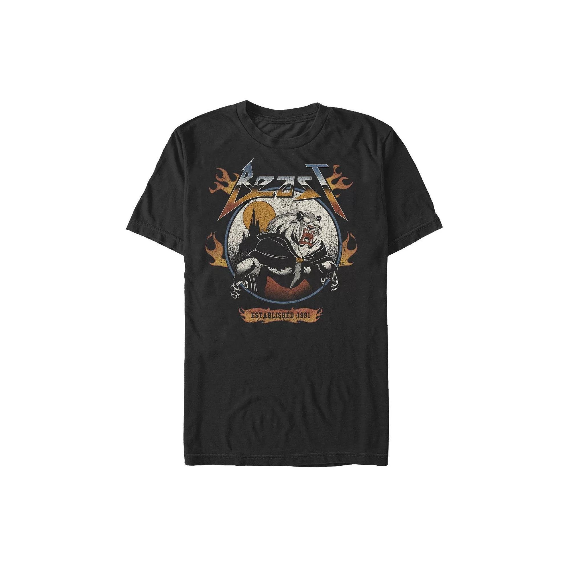 Men's Disney's Beauty and the Beast Flame Tee, Size: XXL, Black Product Image