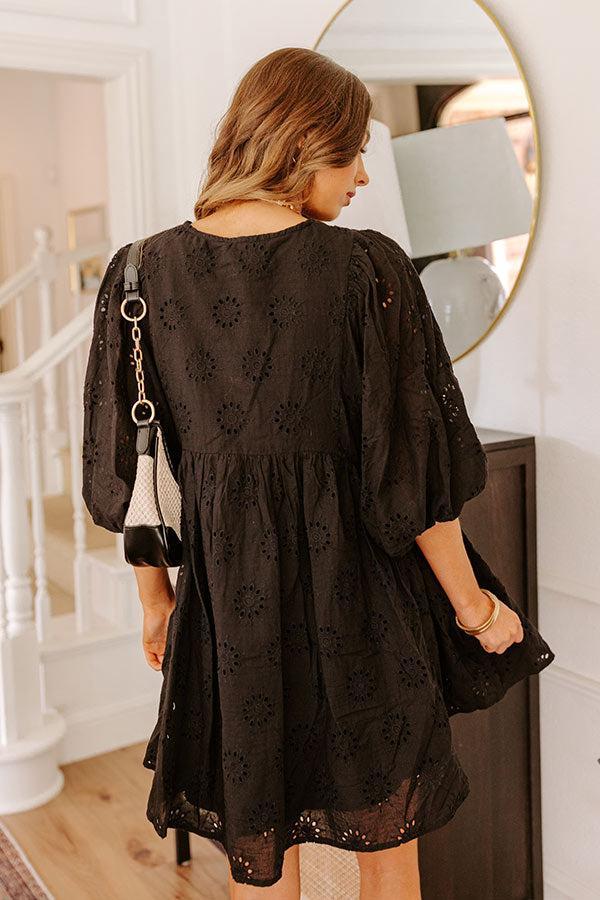 Totally Chic Eyelet Mini Dress in Black Product Image