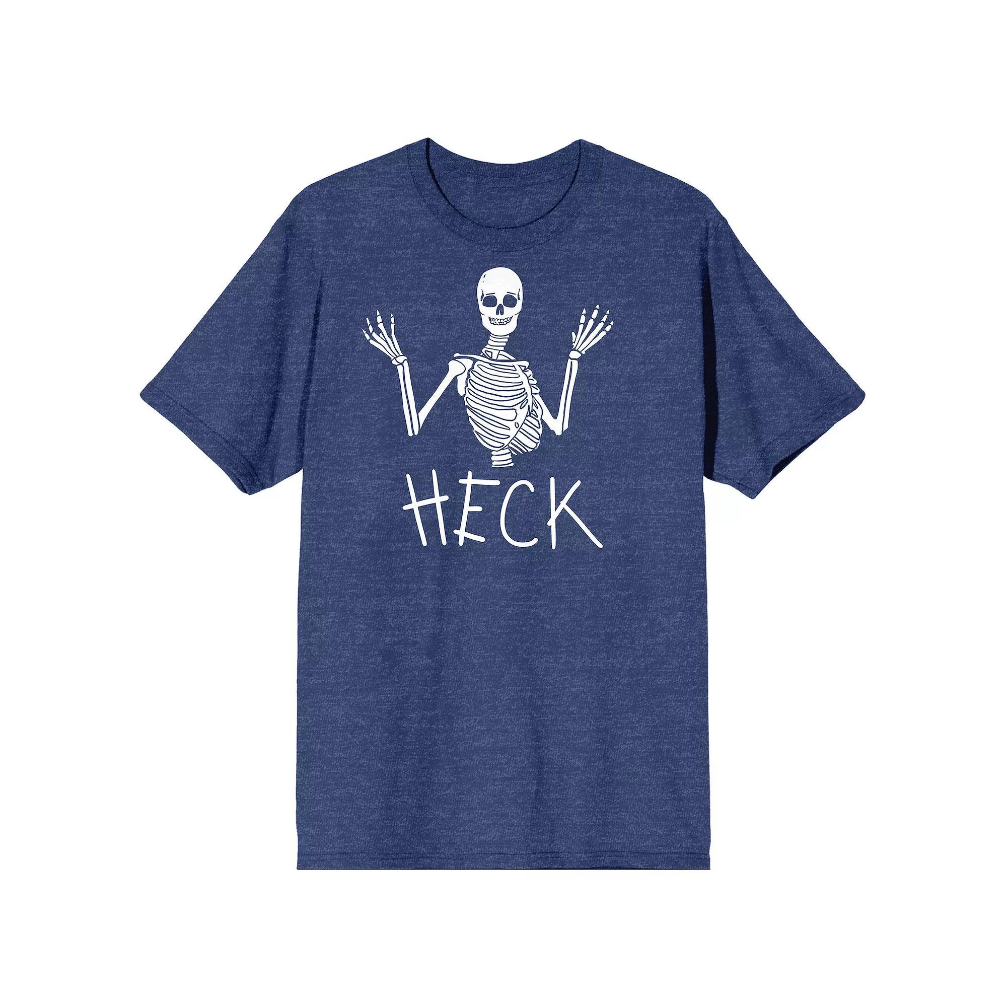 Men's Halloween Half Skeleton "Heck" Graphic Tee, Size: Large, Blue Product Image