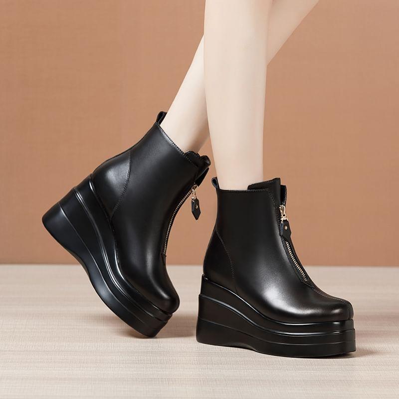 Platform Wedge Zip Short Boots Product Image