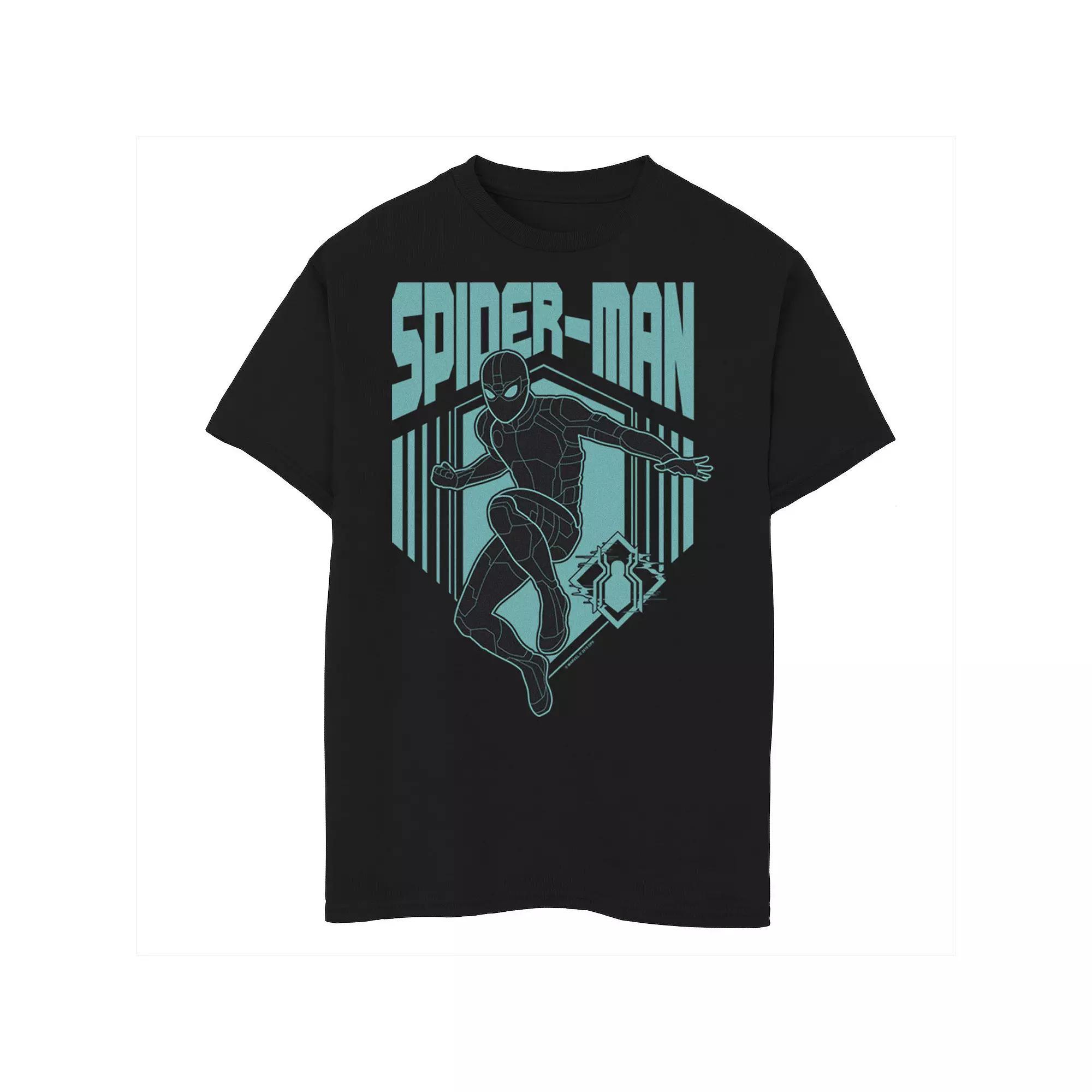 Boys 8-20 Marvel Spider-Man Far From Home Stealth Suit Silhouette Logo Graphic Tee, Boy's, Size: Large, Black Product Image