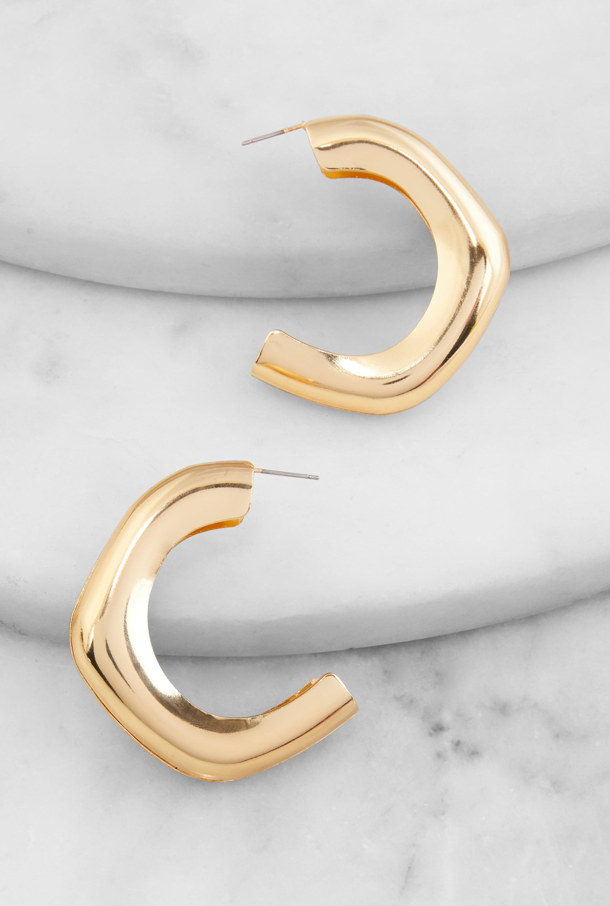 Metallic Chunky Half Hoop Earrings Female Product Image