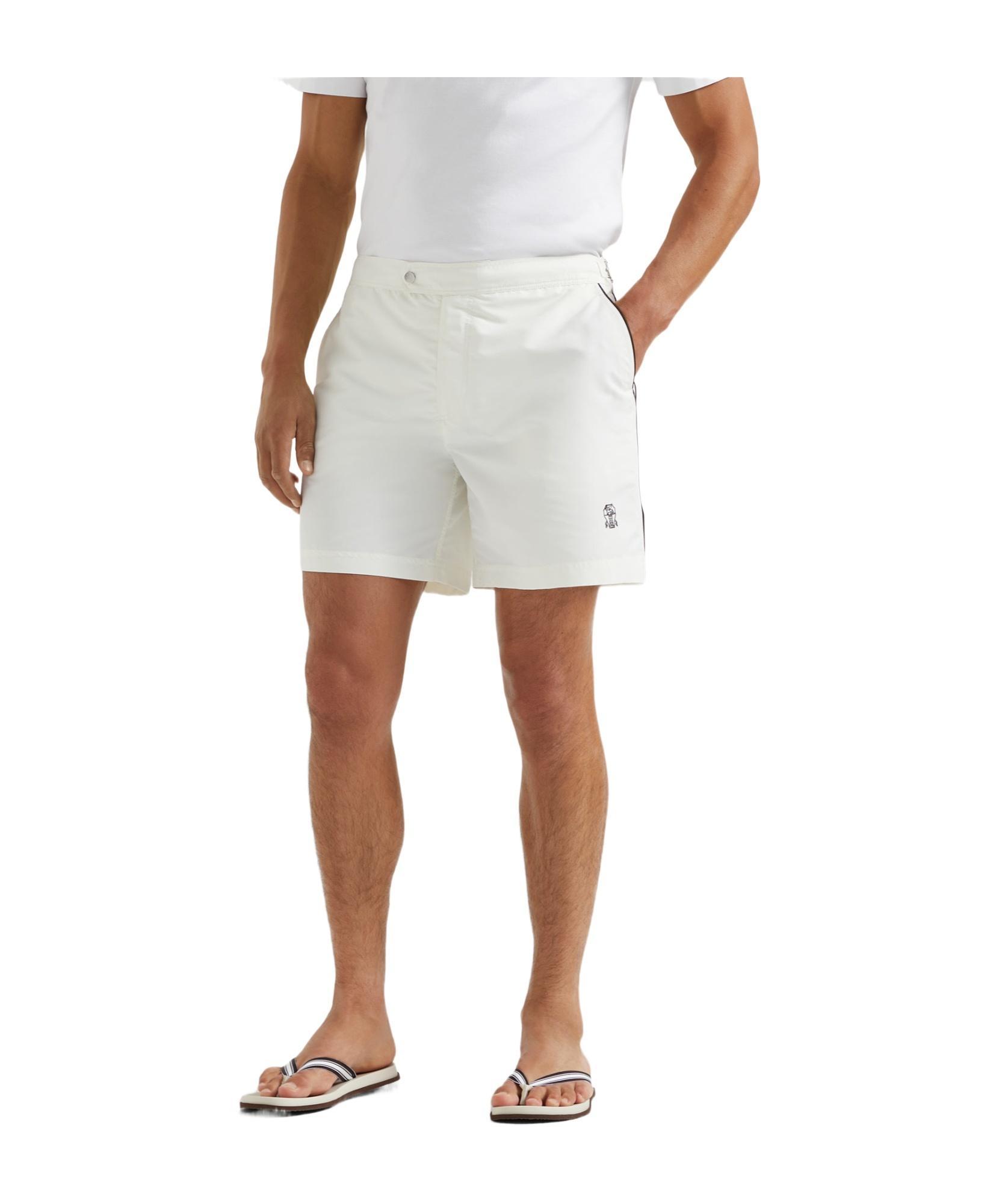 BRUNELLO CUCINELLI Logo-embroidered Swim Shorts In White Product Image