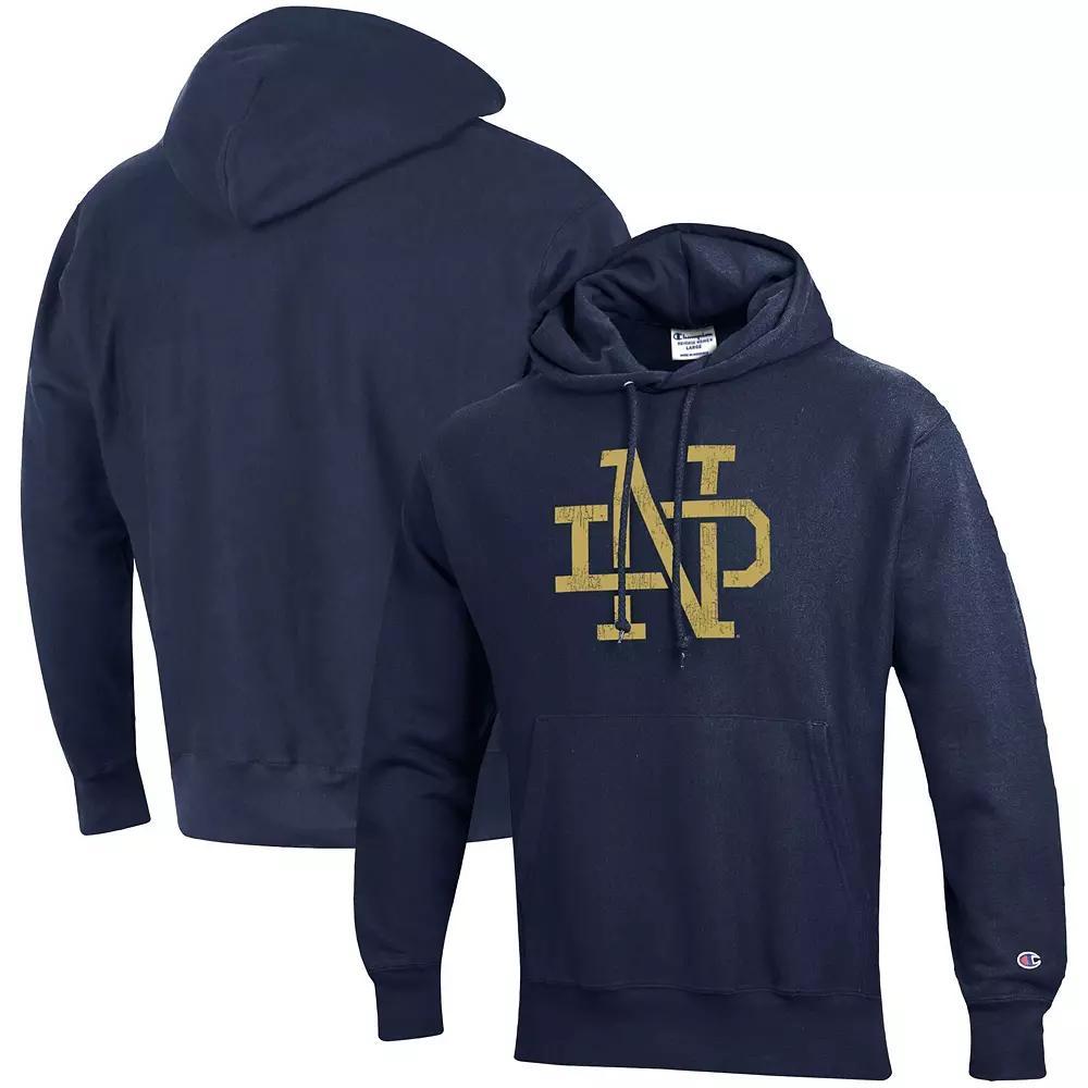 Men's Champion Navy Notre Dame Fighting Irish Vault Logo Reverse Weave Pullover Hoodie,  Product Image