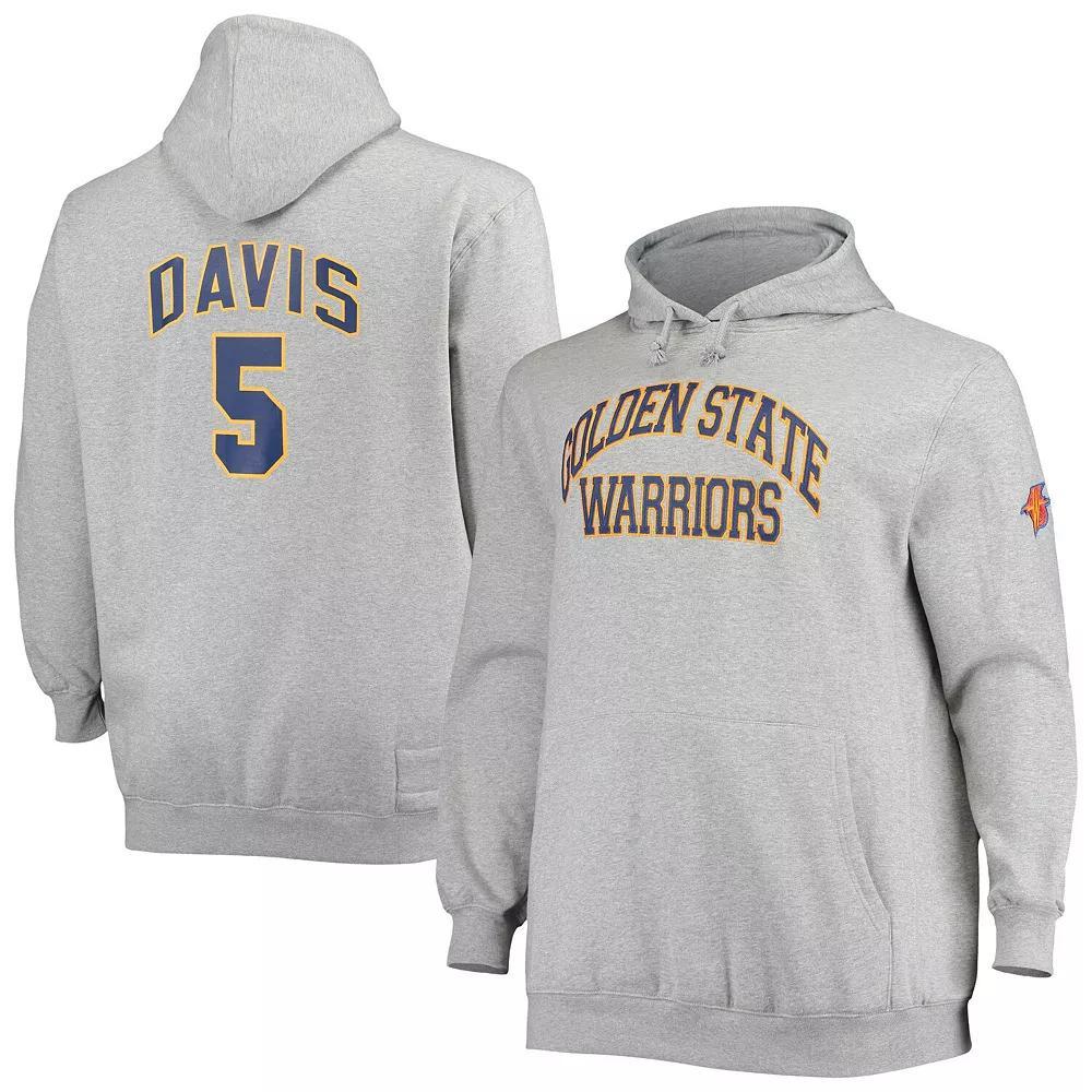 Men's Mitchell & Ness Baron Davis Heathered Gray Golden State Warriors Big & Tall Name & Number Pullover Hoodie, Size: 6XB, Grey Product Image