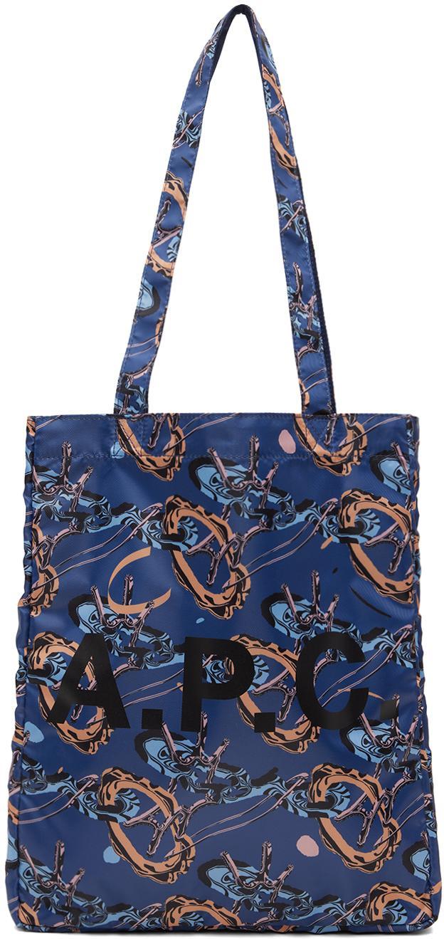 APC Blue Brain Dead Edition Lou Reversible Tote In Iaa Blue Product Image