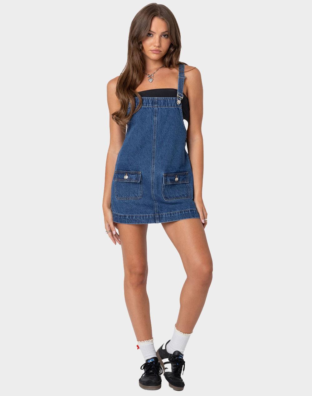 EDIKTED Overall Denim Mini Dress Product Image