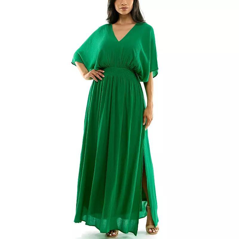 Women's Nina Leonard Smocked Maxi Dress, Size: Small, Bright Green Product Image