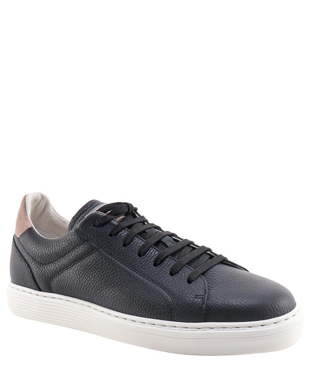 BRUNELLO CUCINELLI Navy Leather Sneakers In Black Product Image