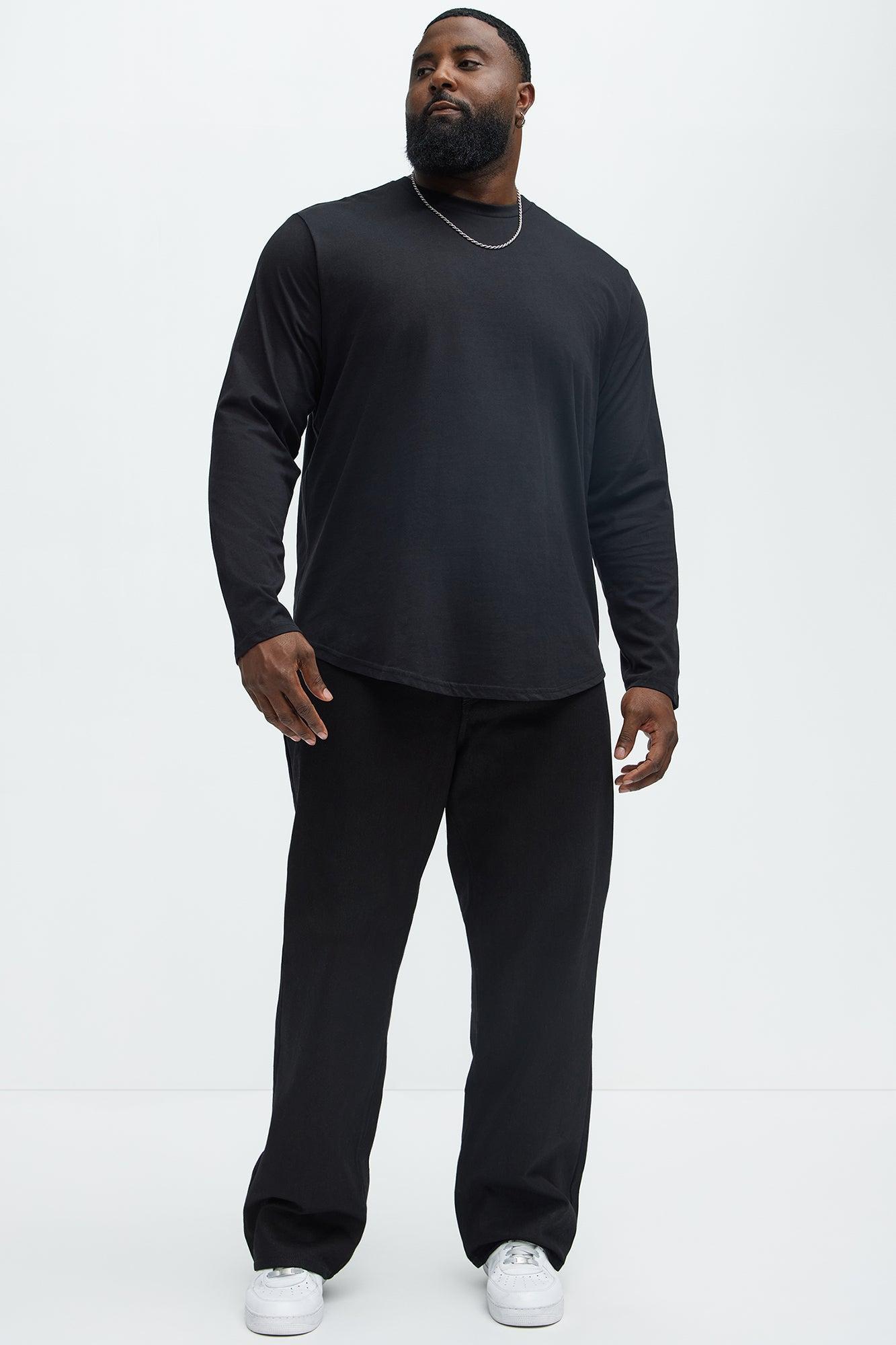 Essential Long Sleeve Scallop Tee - Black Product Image