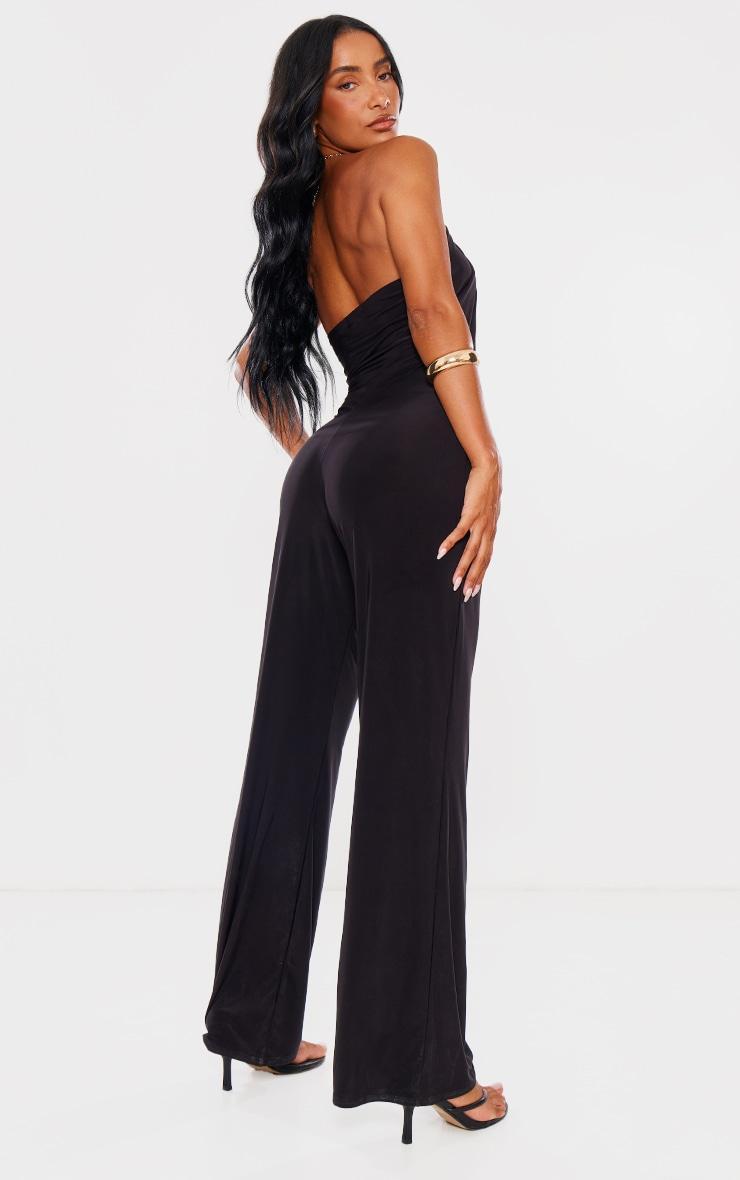 Black Slinky Cut Out Chain Detail Jumpsuit Product Image