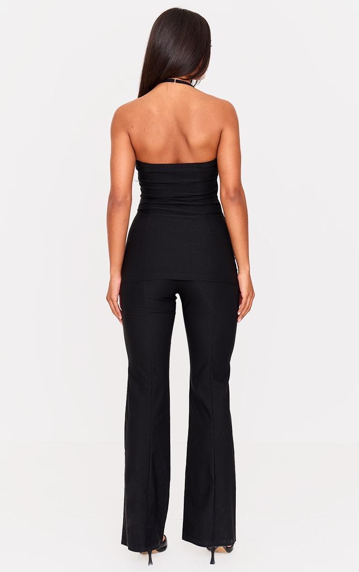 Black Woven Thin Halter Overlay Detail Jumpsuit Product Image