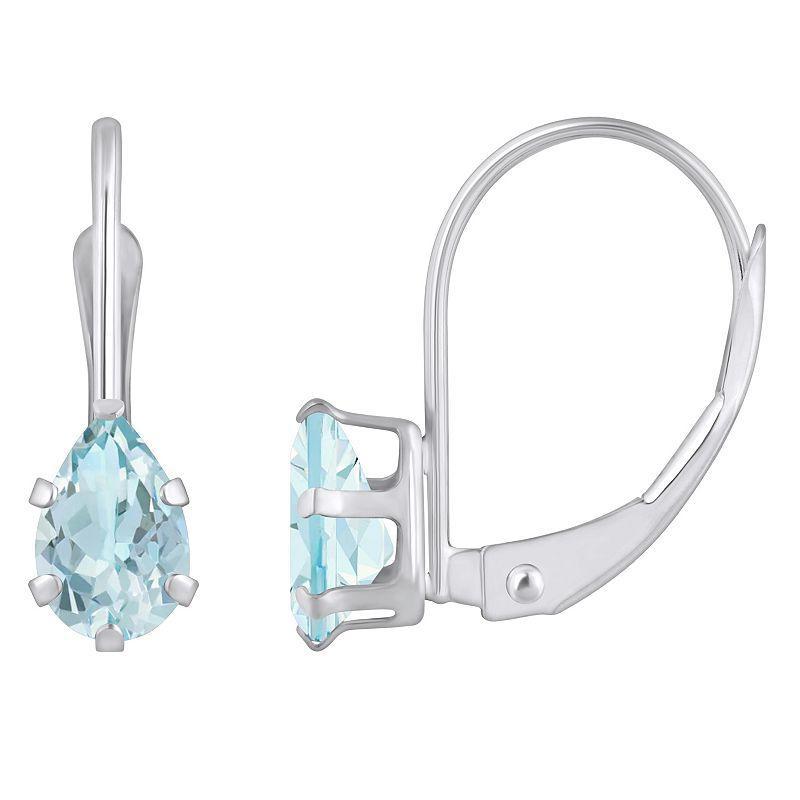 Celebration Gems 10k Gold Pear Shape Aquamarine Leverback Earrings, Womens, 10k Whgold Product Image