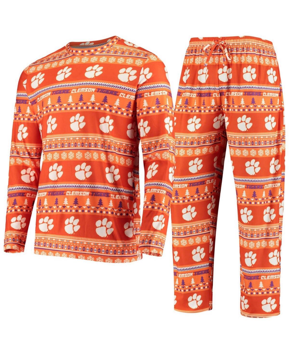 Men's Concepts Sport Orange Clemson Tigers Ugly Sweater Knit Long Sleeve Top and Pant Set, Size: Small Product Image