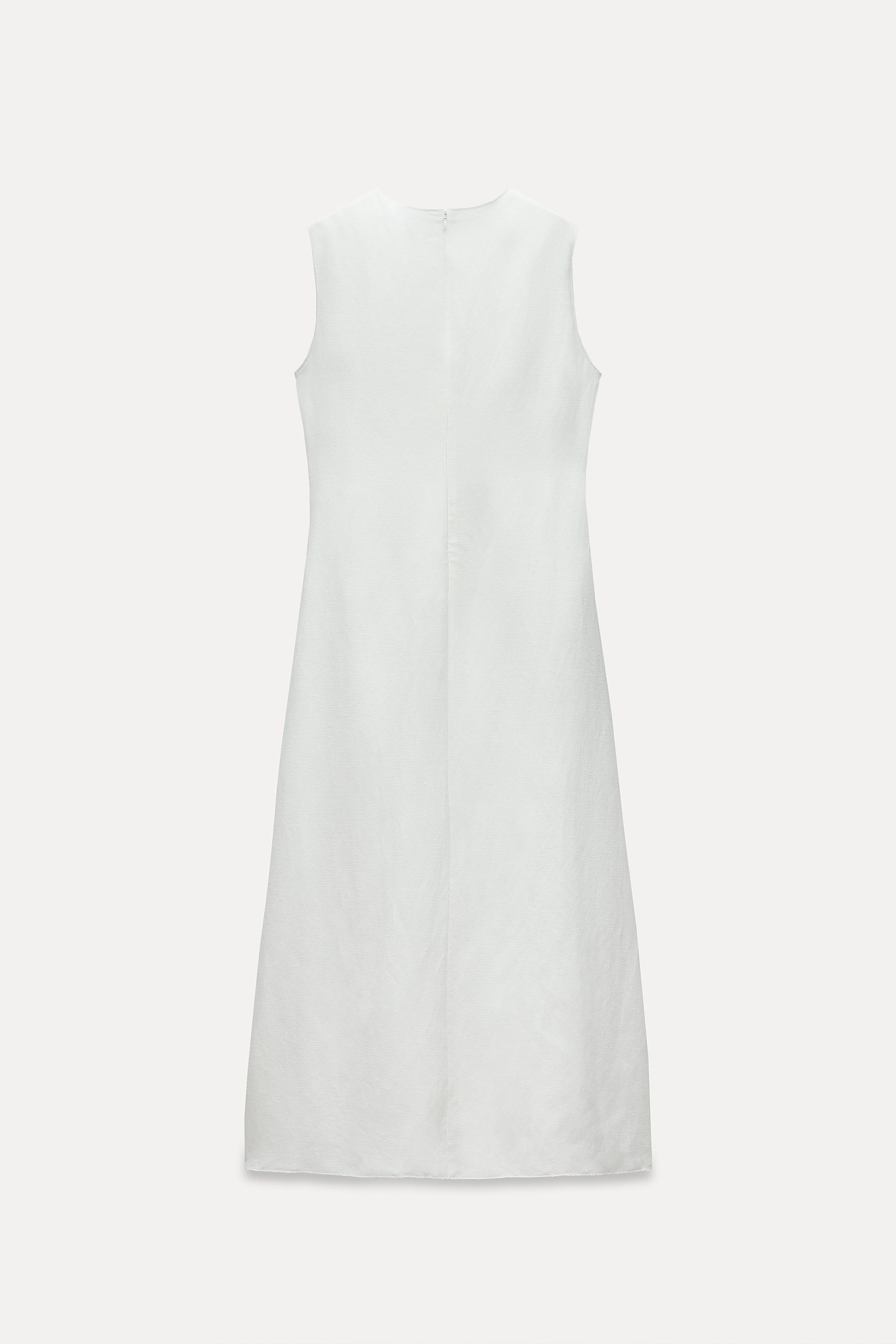 LINEN BLEND MIDI DRESS ZW COLLECTION Product Image