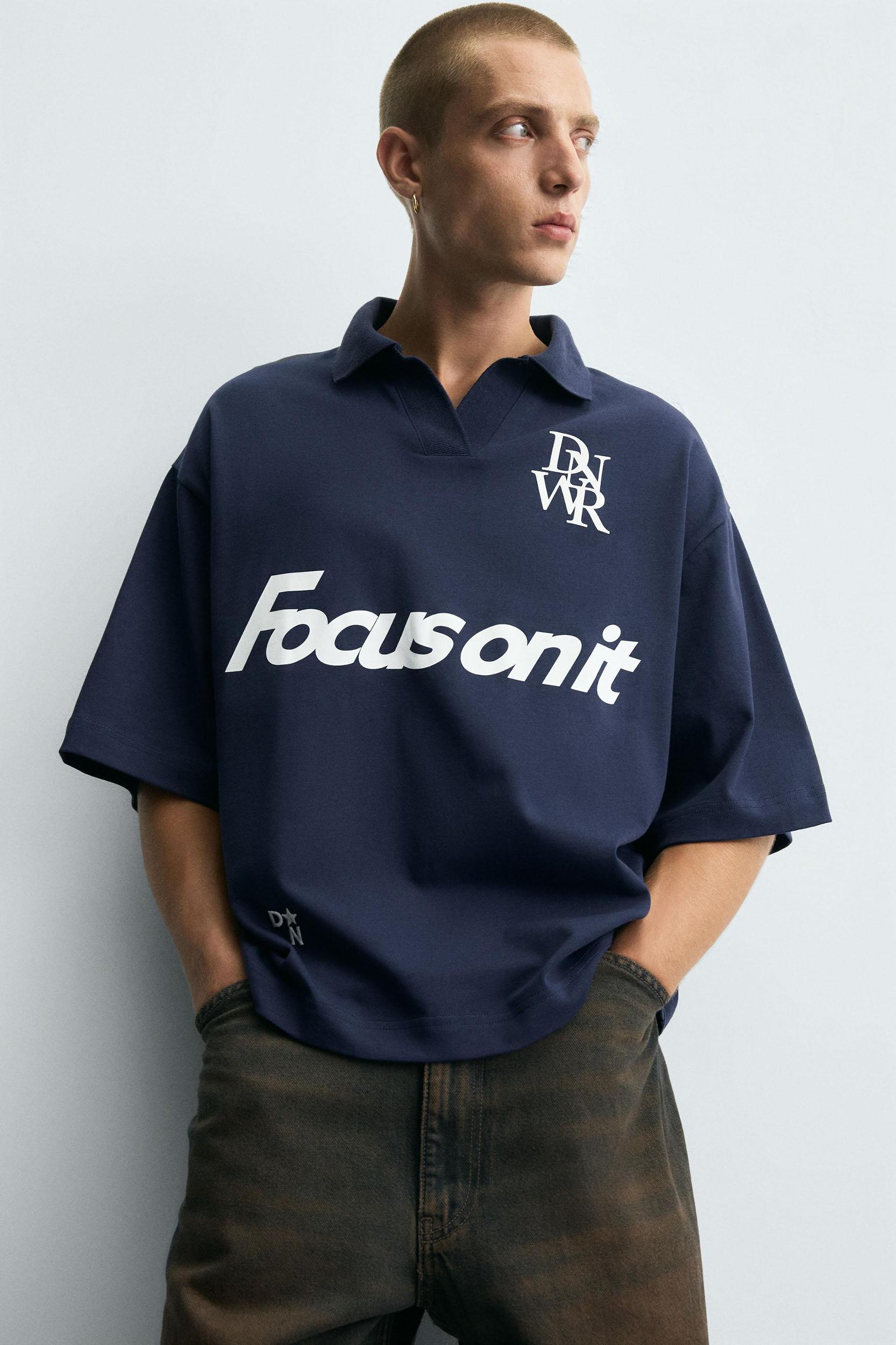 RETRO FOOTBALL PRINT POLO SHIRT Product Image