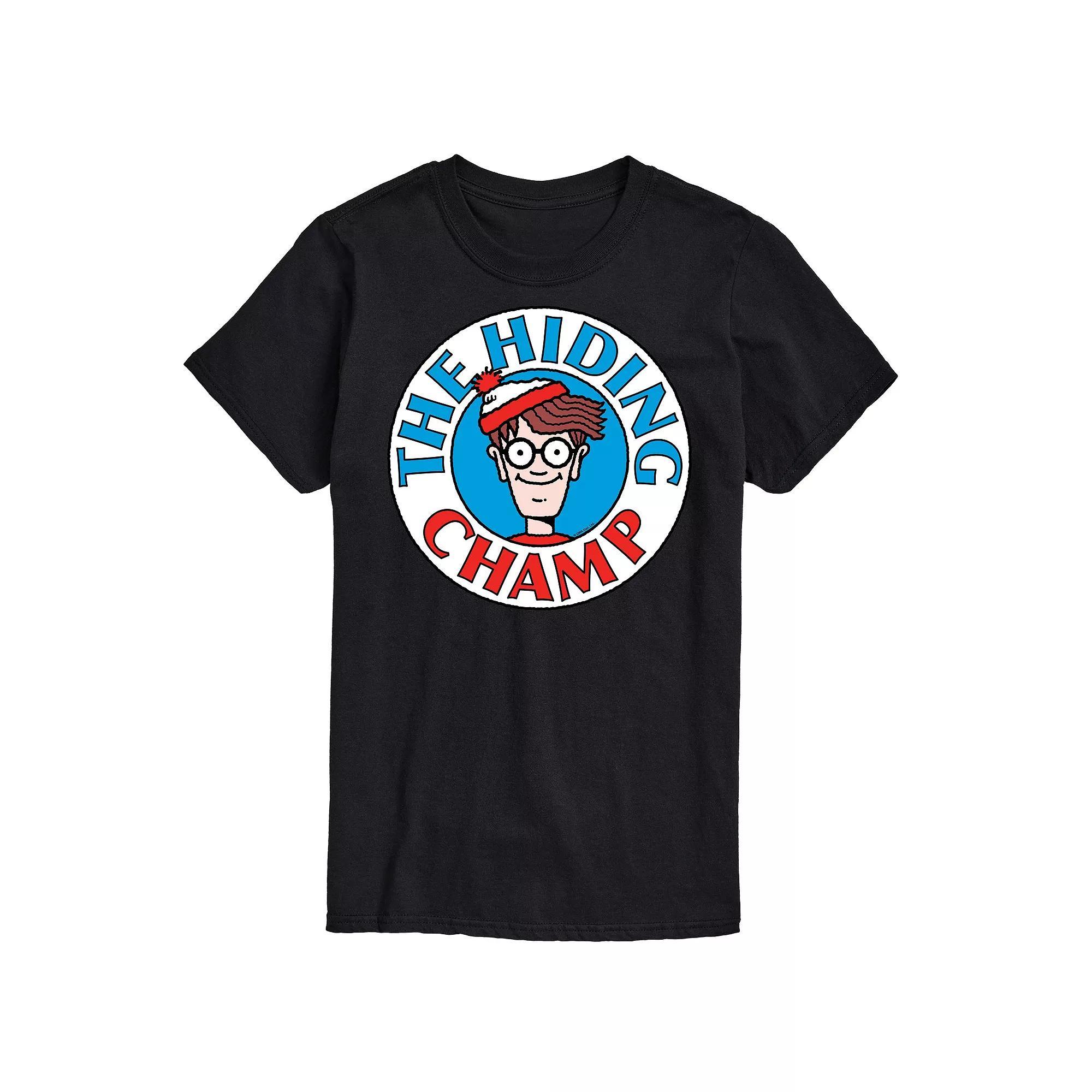 Men's Where's Waldo The Hiding Champ Graphic Tee, Size: Medium, Black Product Image