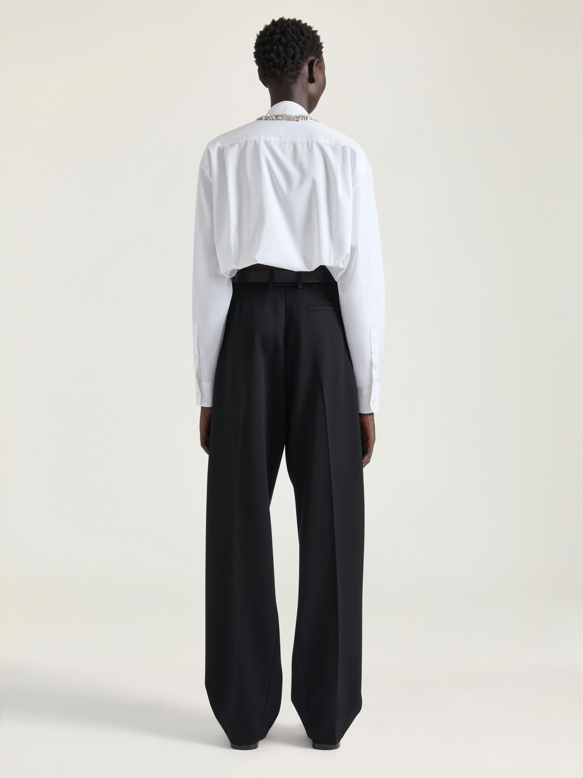 Cropped shirt in poplin with crystals Product Image