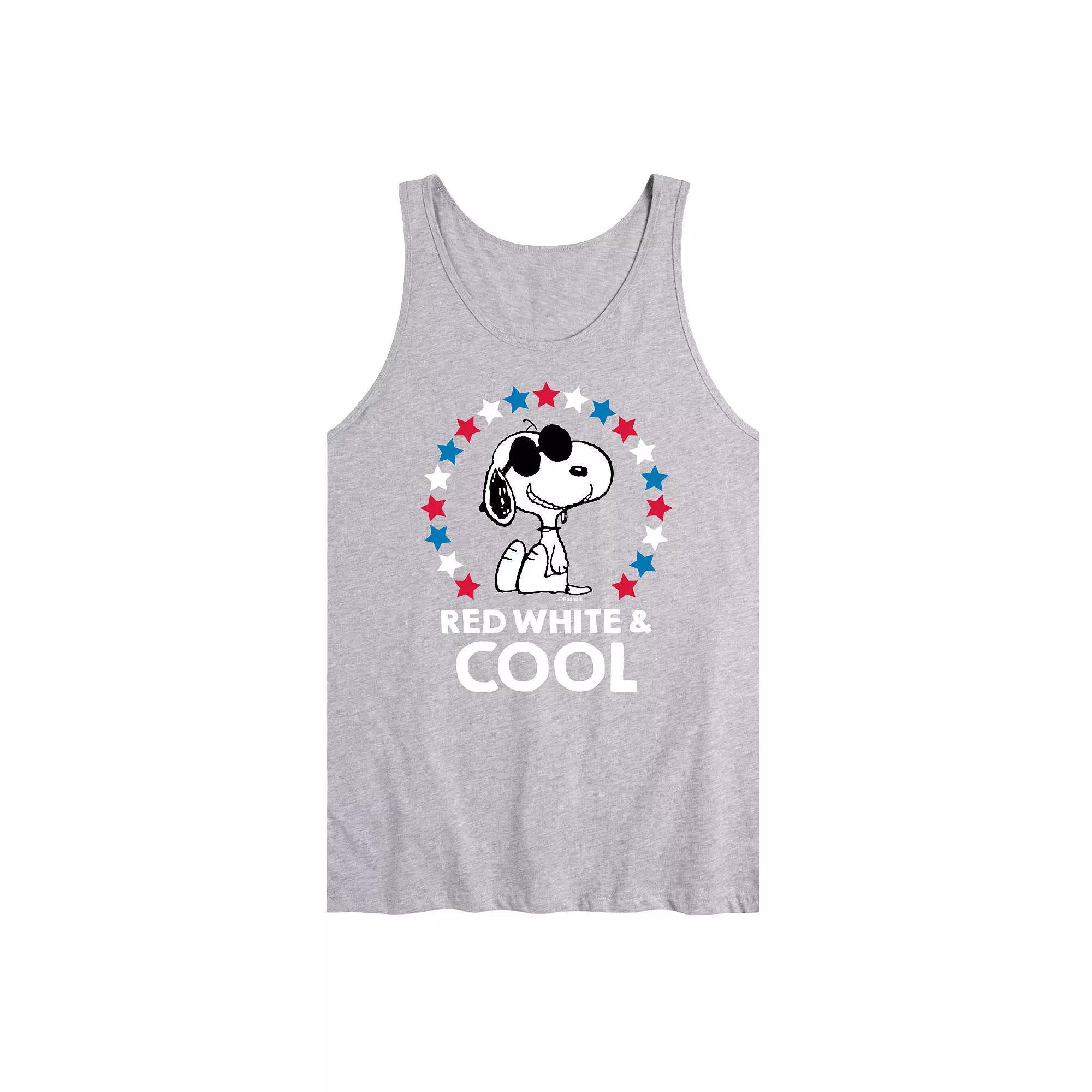 Men's Peanuts Snoopy Red White And Cool Americana Graphic Tank Top, Size: Small, Gray Product Image