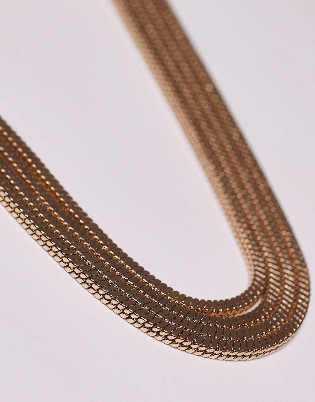 Topshop Noelle multi row snake chain necklace in gold tone Product Image