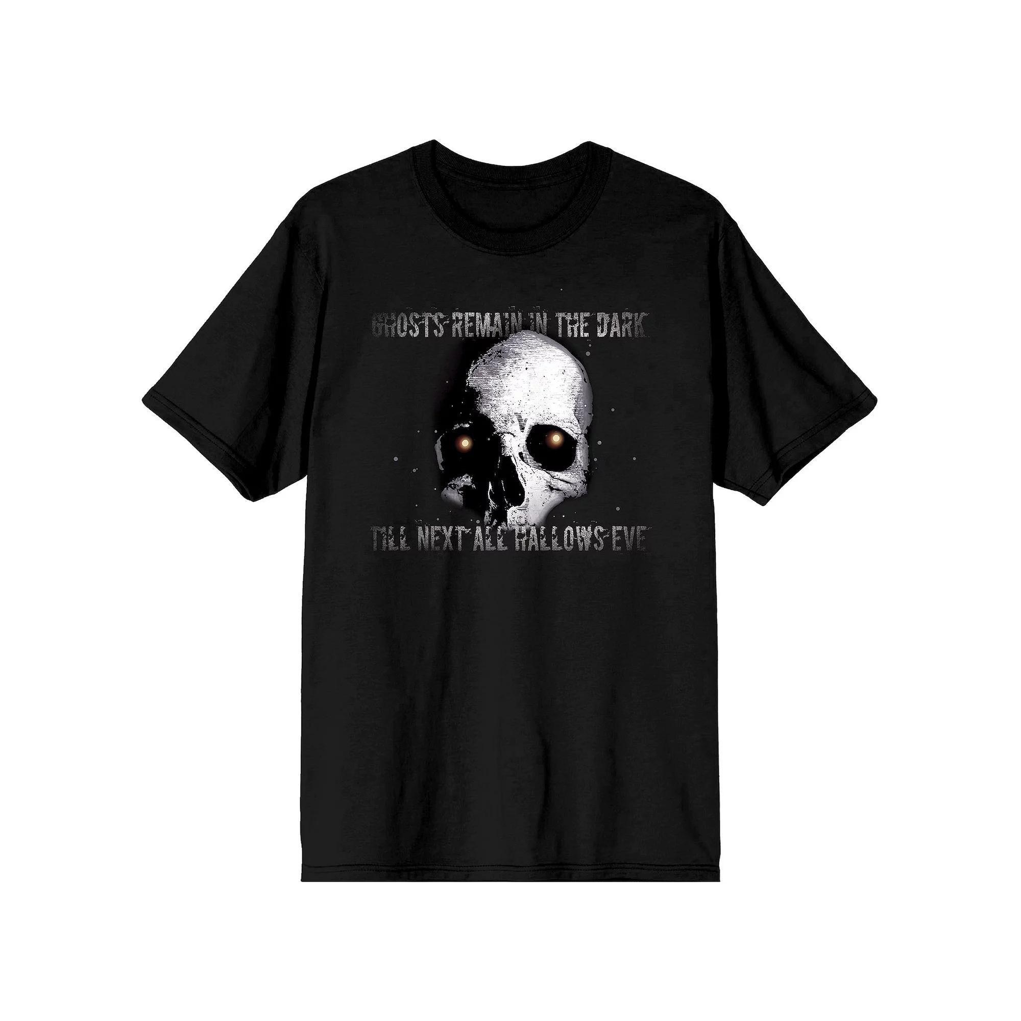 Men's Halloween Skull Ghosts Remain in the Dark Graphic Tee, Size: Small, Black Product Image