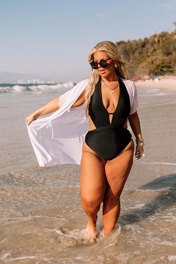 See You Poolside Mesh Cover Up in White Curves Product Image