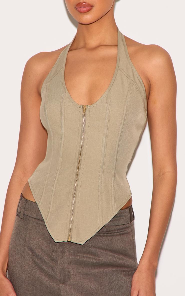 Sage Boned Dip Hem Corset Product Image