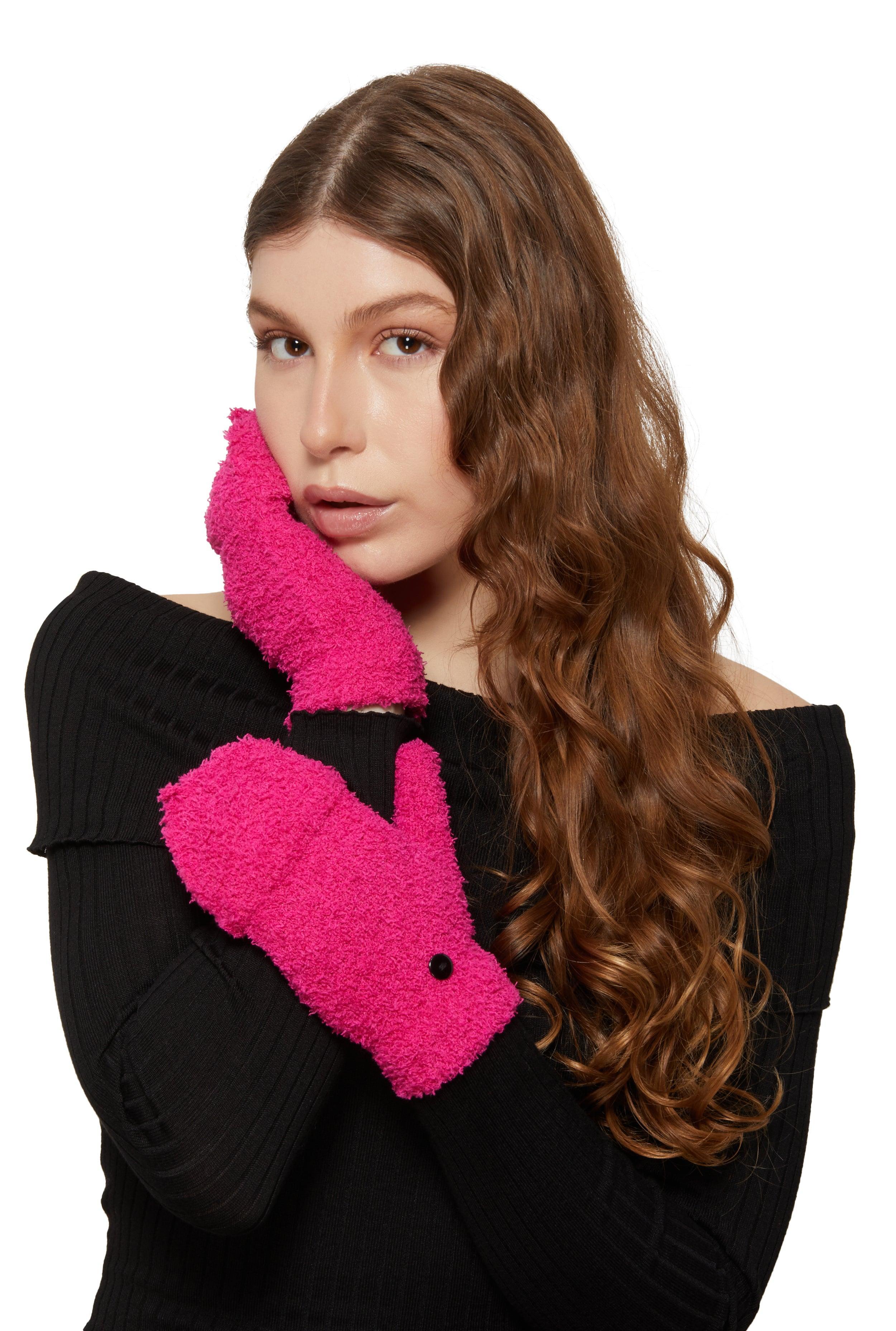 Womens Eyelash Knit Convertible Fingerless Mittens Product Image