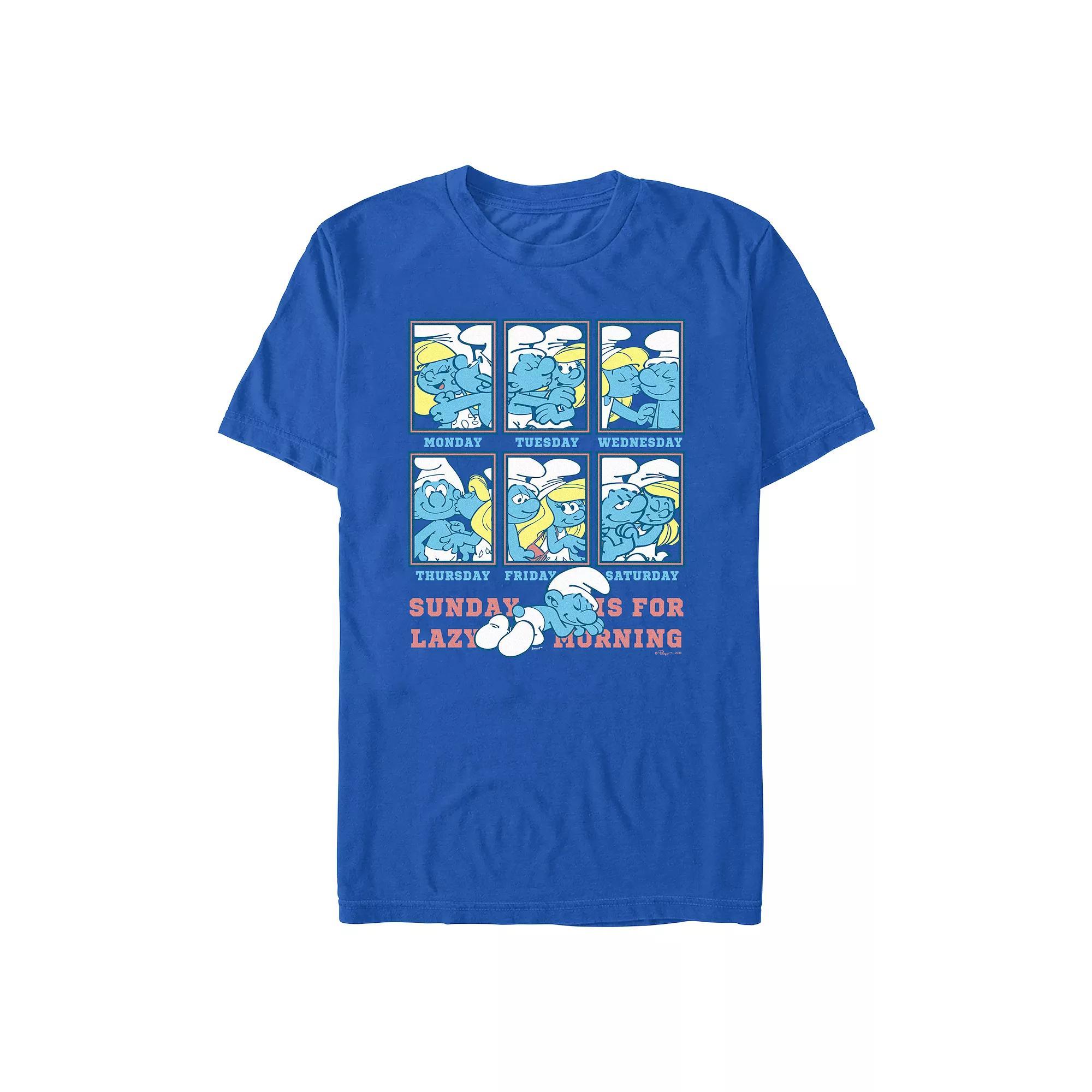 Men's Smurfs Sunday Is For Lazy Morning Graphic Tee,  Product Image