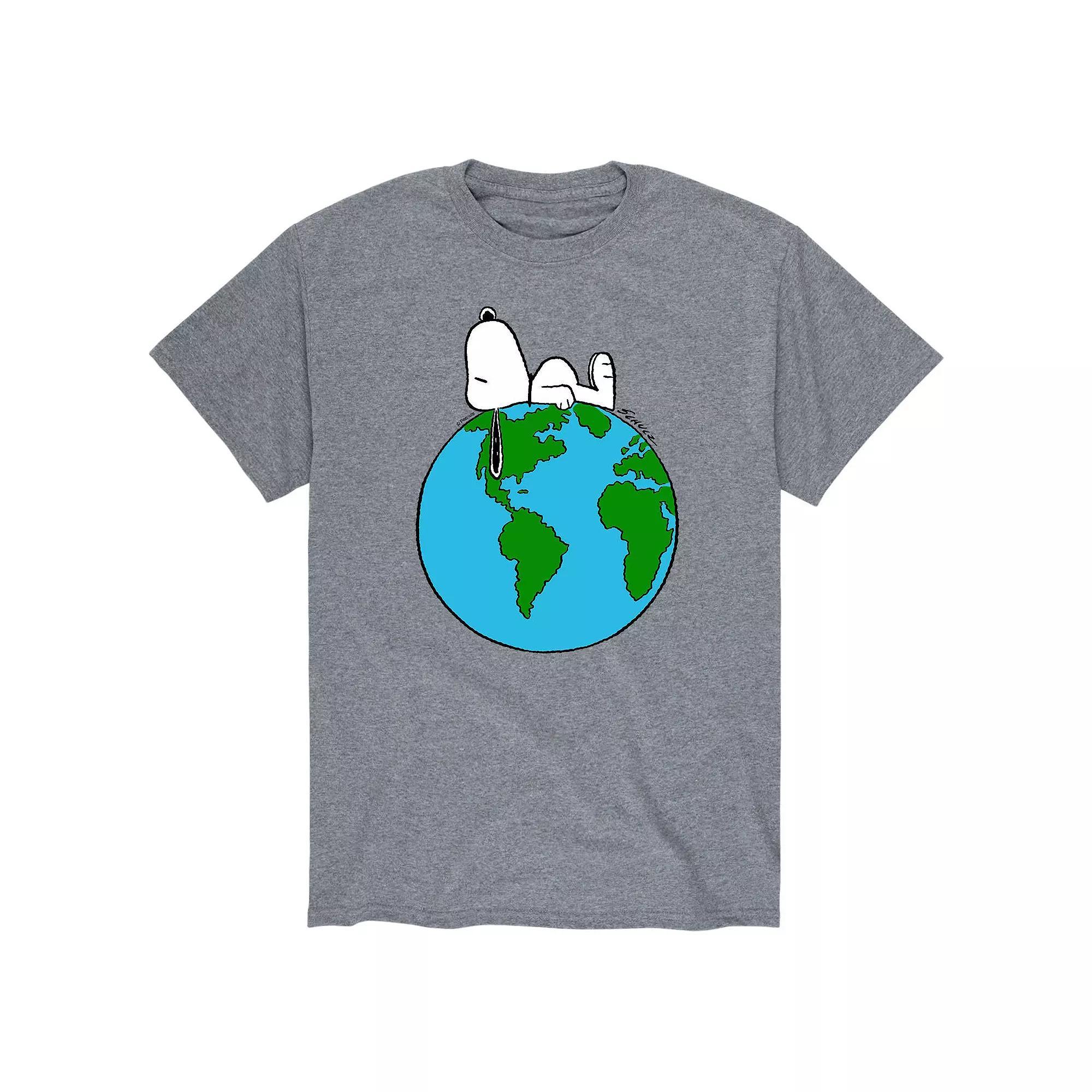 Men's Peanuts Top of The World Tee, Size: Small, Grey Grey Product Image