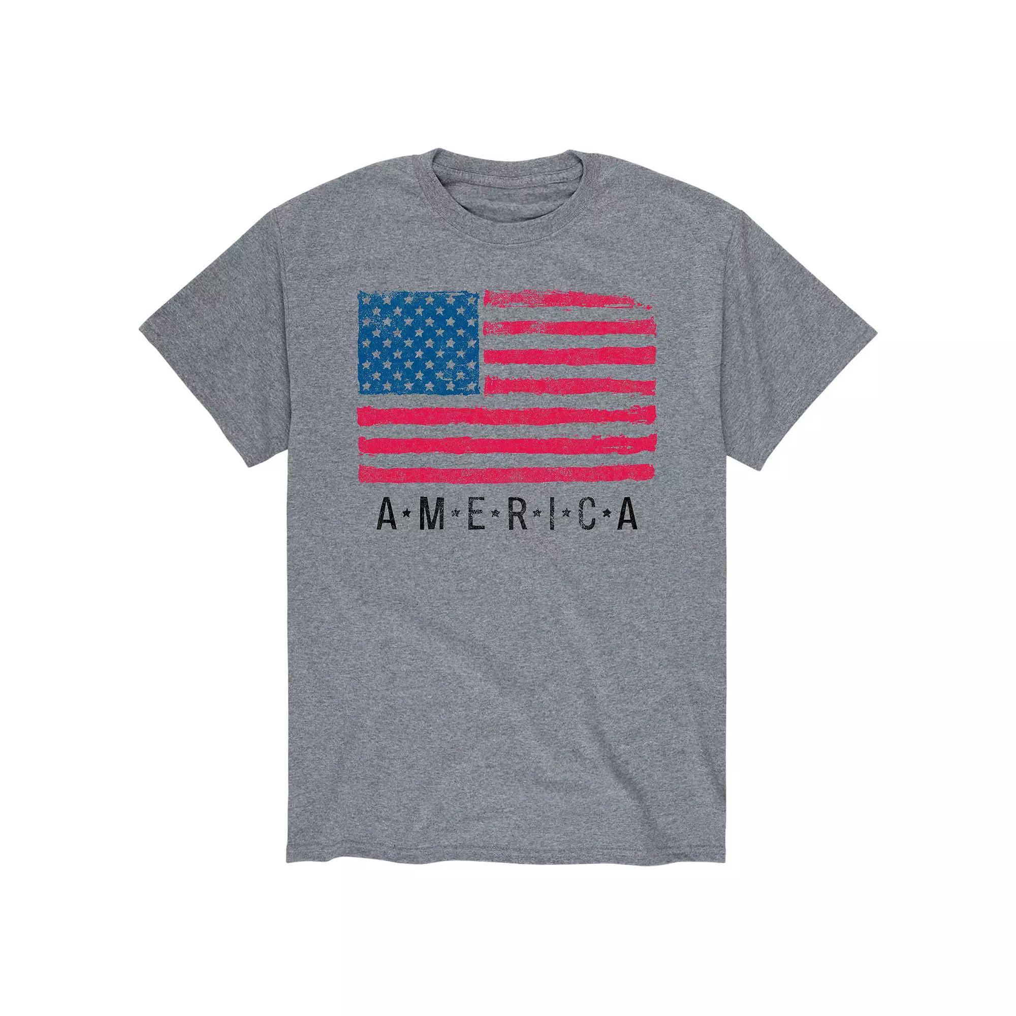 Men's American Flag Tee, Size: XL, Gray Product Image