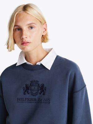 Embroidered Crest Wide-Sleeve Sweatshirt Product Image