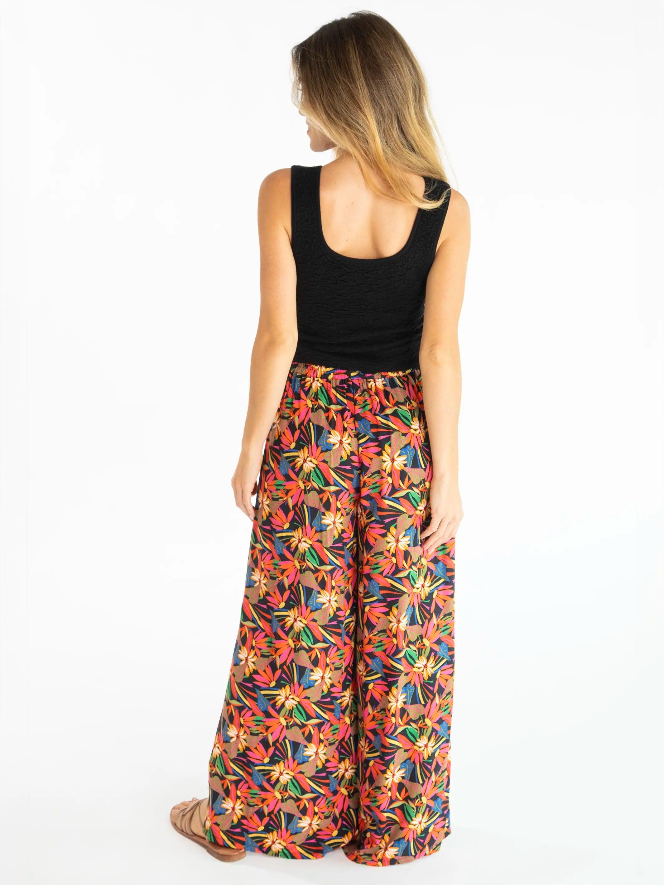 Fiona Palazzo Pant - Black Tropical Product Image