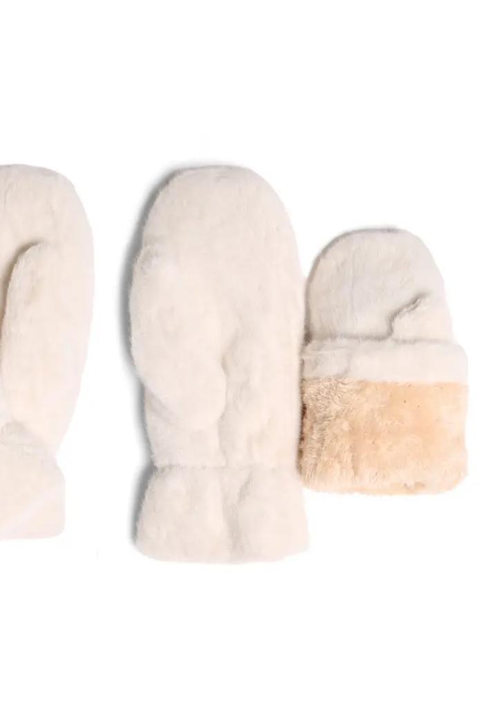 Faux Fur Lining Mitten Gloves Product Image