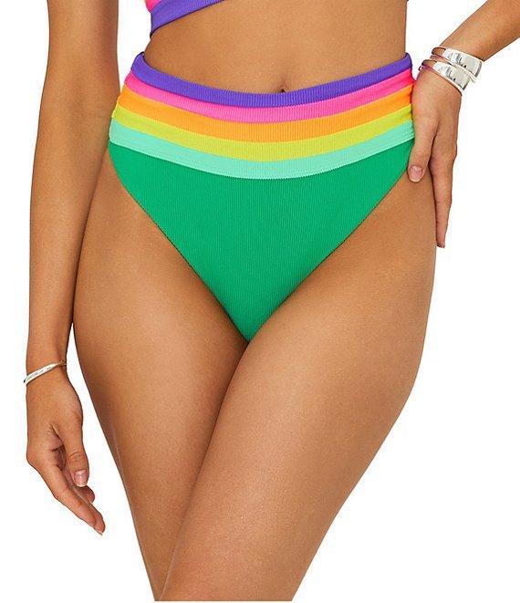 Beach Riot Millie Ribbed Colorblock High Waisted Swim Bottom Product Image