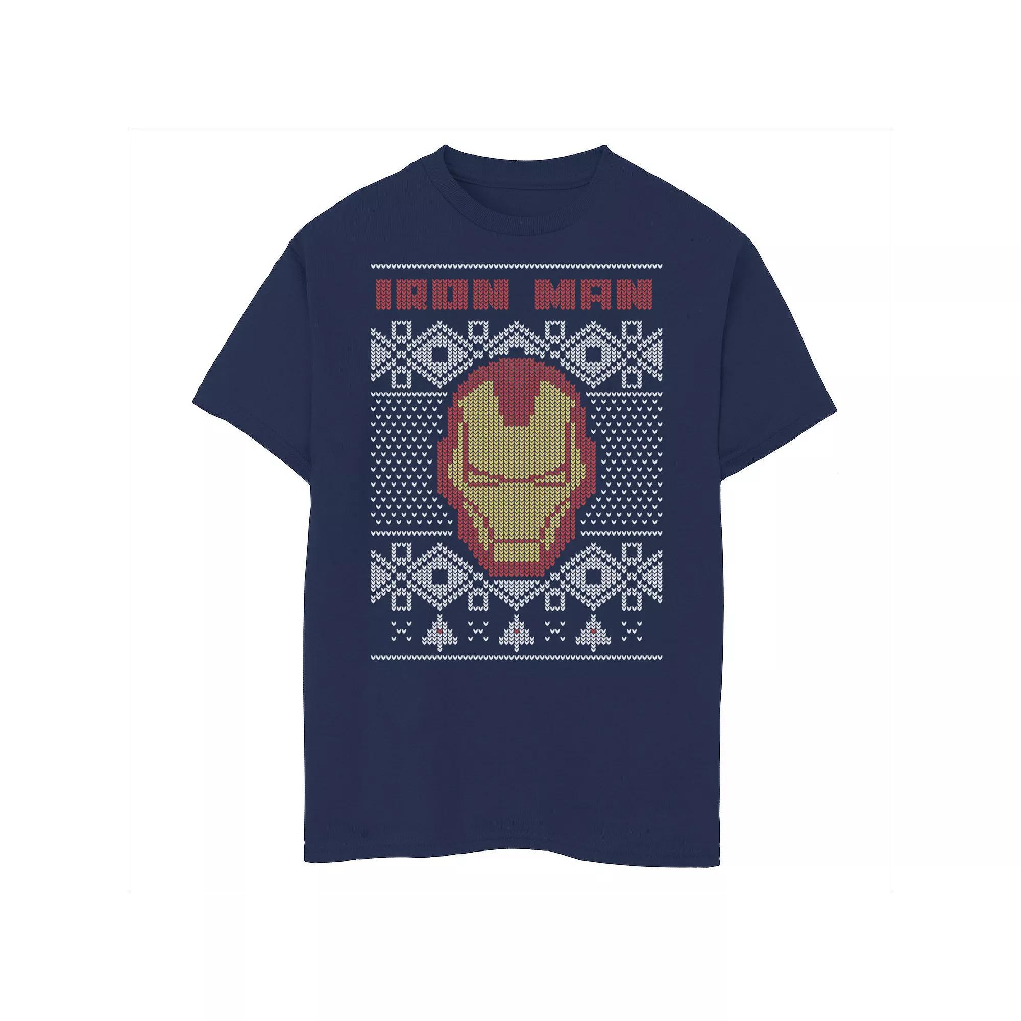 Boys 8-20 Marvel Christmas Iron Man Ugly Sweater Graphic Tee, Boy's, Size: XL, Black Product Image