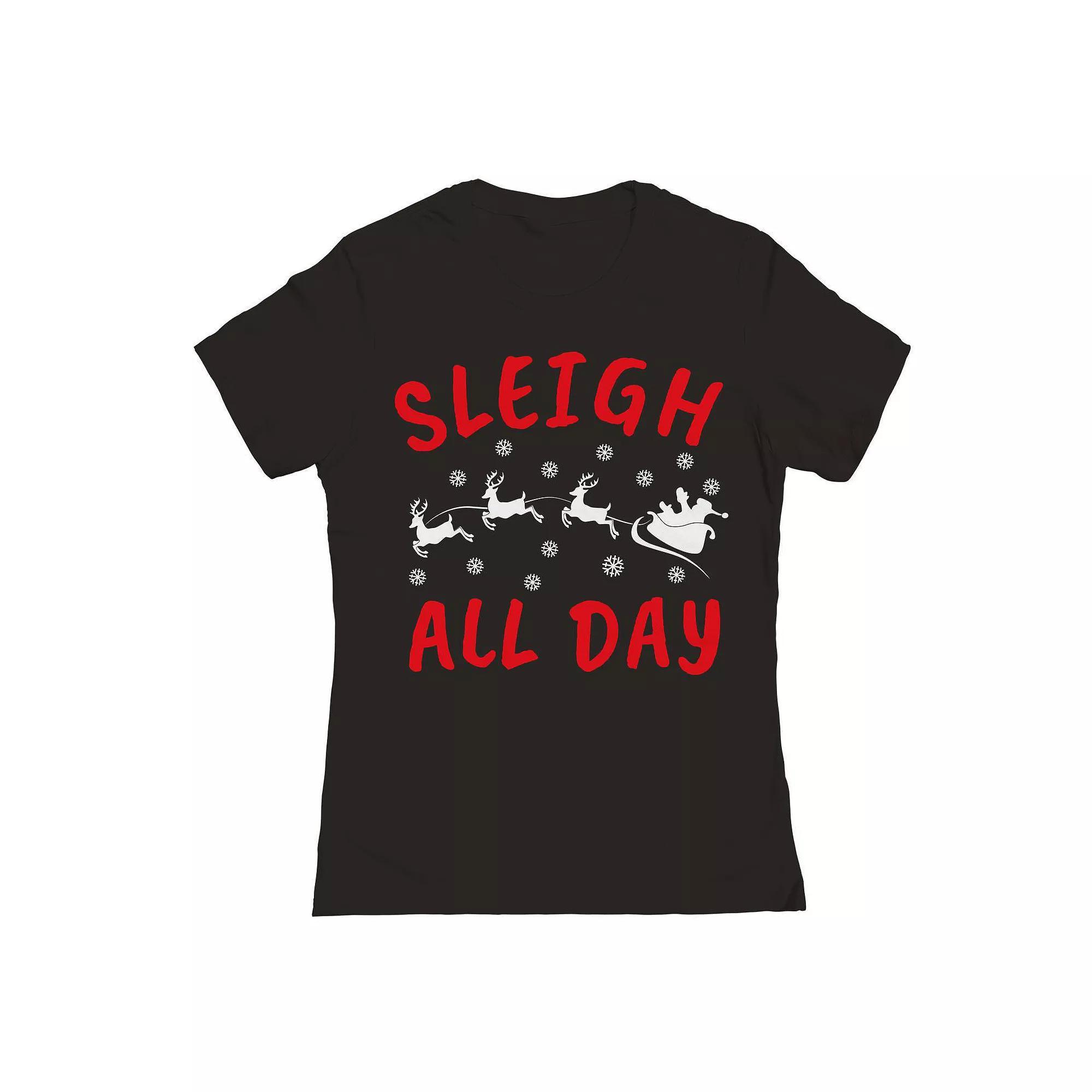 Junior's Christmas Sleigh All Day Graphic Tee, Women's,  Product Image