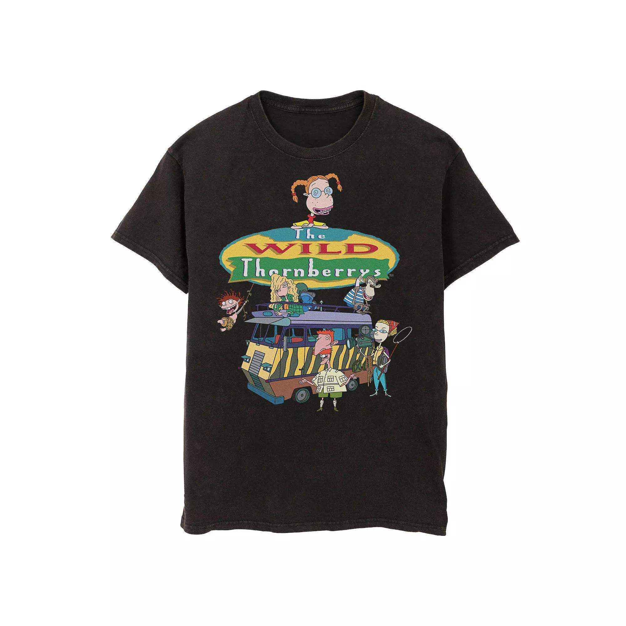 Men's Nickelodeon The Wild Thornberrys Family RV Logo Mineral Wash Graphic Tee, Size: XXL, Black Product Image