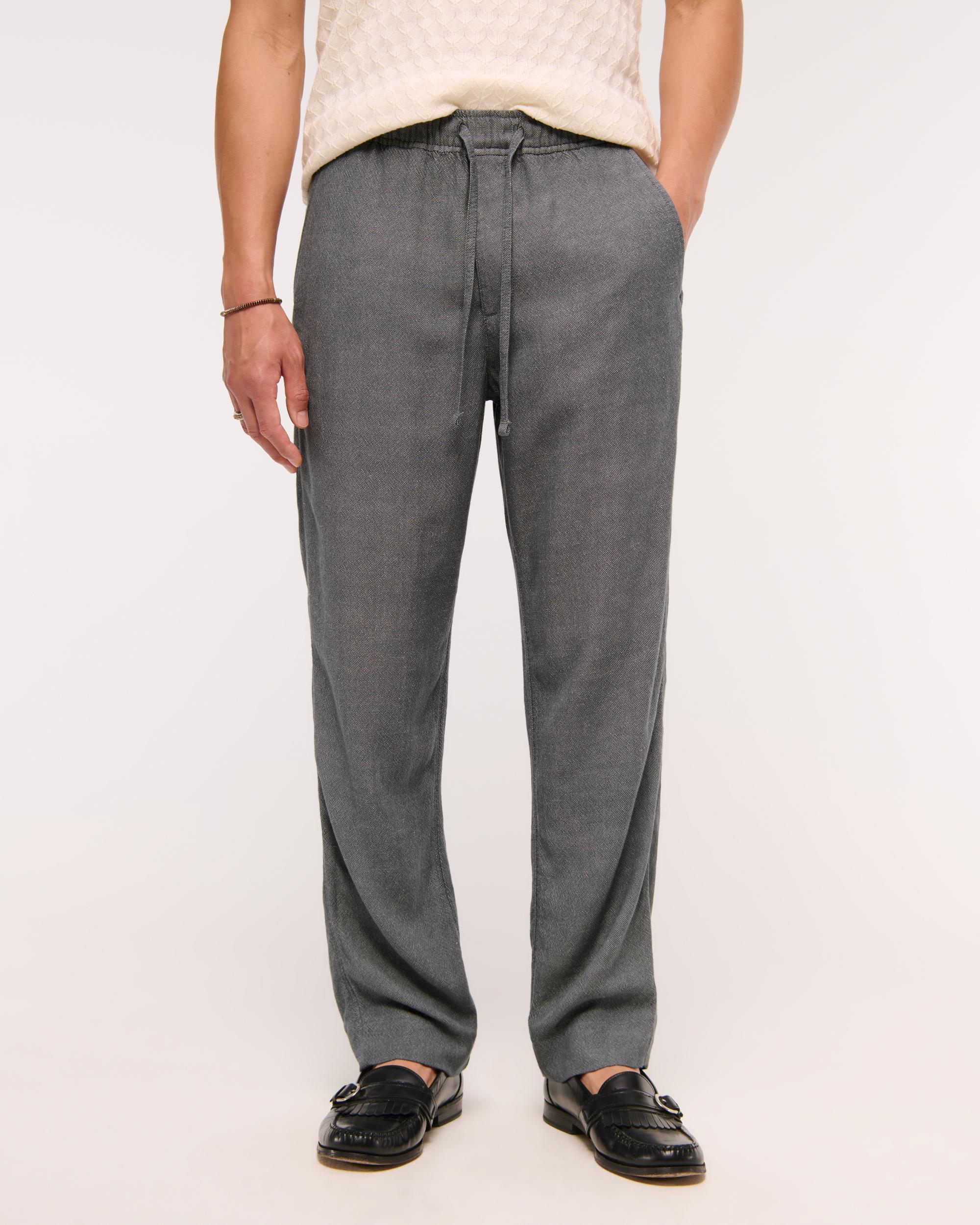 Loose Tailored Linen-Blend Pull-On Pant Product Image