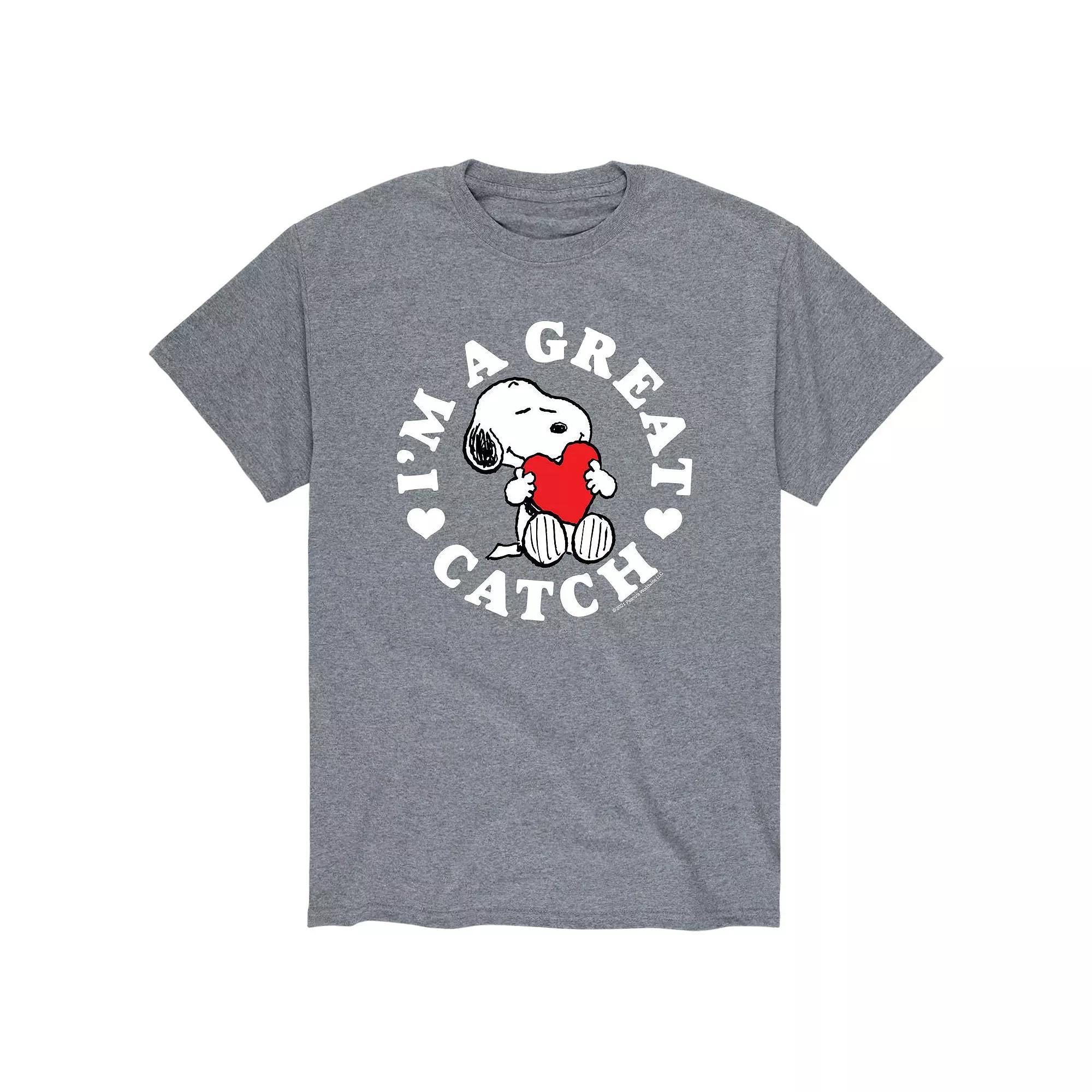 Men's Peanuts Great Catch Tee, Size: Medium, Gray Product Image