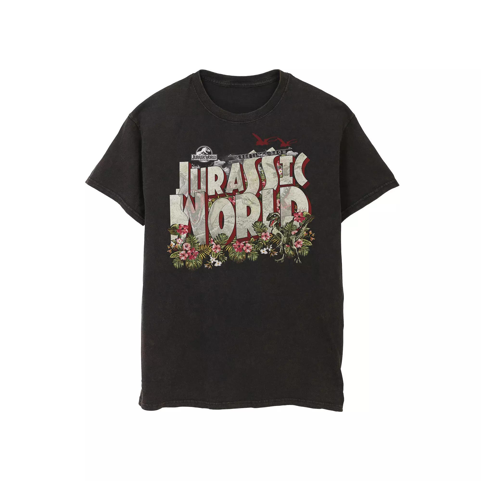 Men's Jurassic World Tropical Raptor Postcard Tee, Size: XXL, Black Product Image