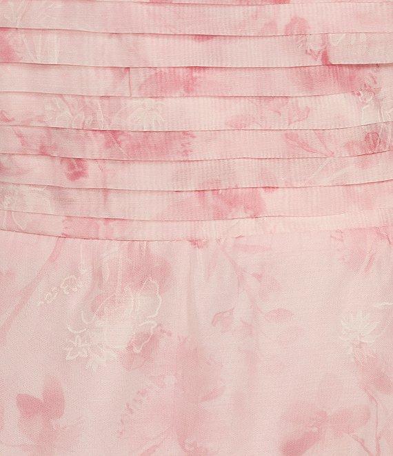 Layered With Love Griffin V-Neck Ruched Bodice Floral Chiffon Aline Tea Length Dress Product Image