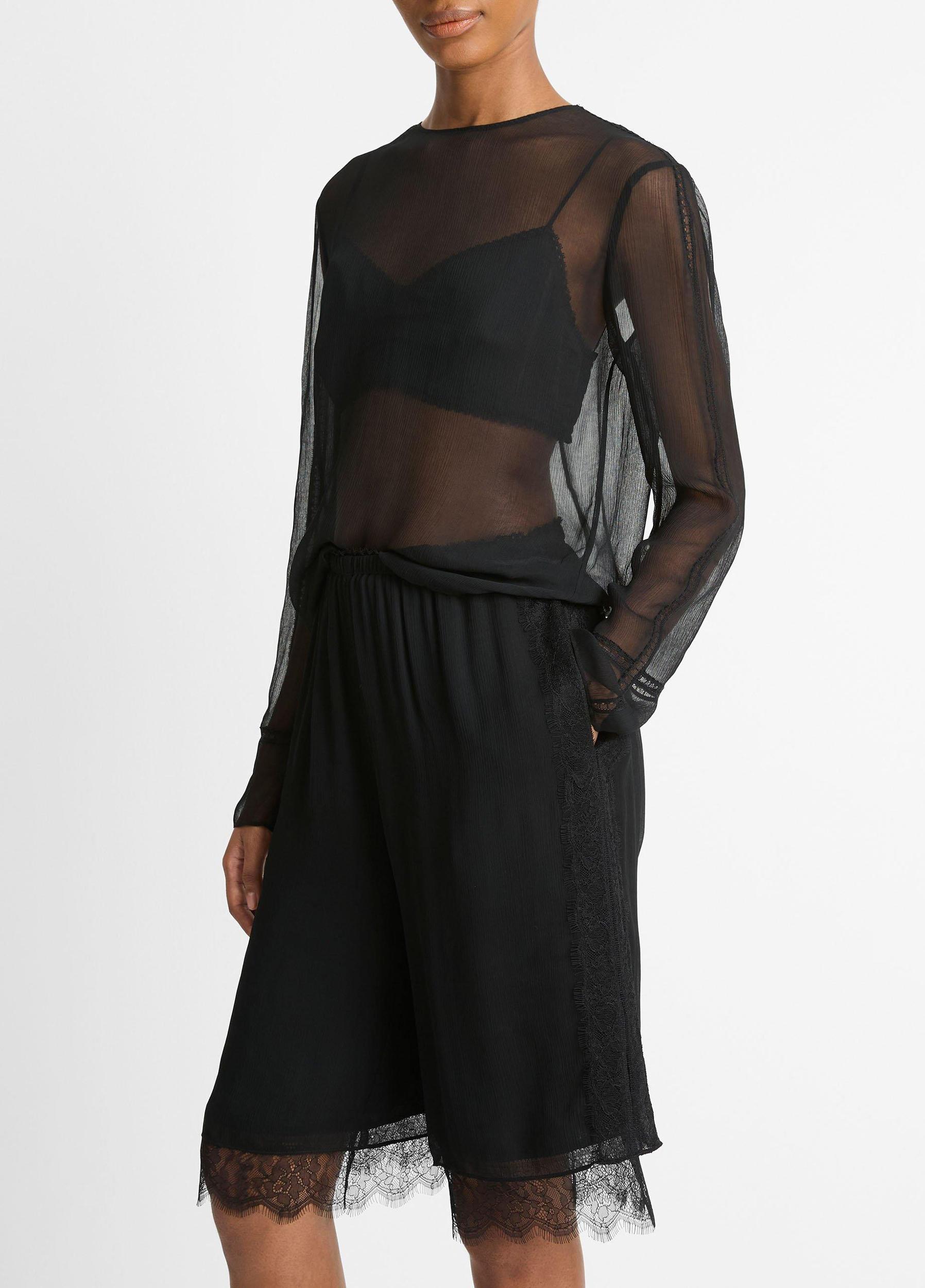 Lace-Trim Chiffon Short Product Image